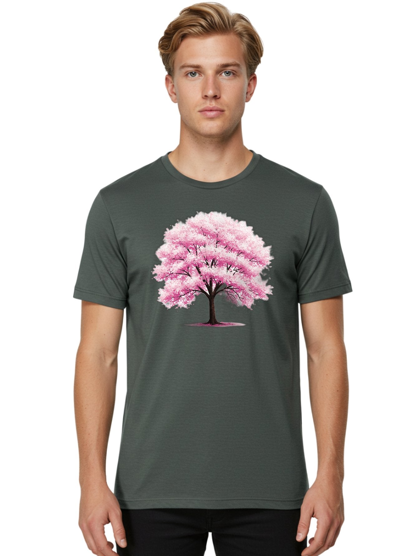 Pink-Cherry-Blossom-Tree-1 Men'S Graphic Tee, 100% Cotton, Comfortable Casual Summer Wear, Machine Washable, Vintage Camera, Old Camera, Antique Camera, Black Camera, Classic Photography, Photography Equipment, Nostalgic Device, Film Camera, Baj166 17