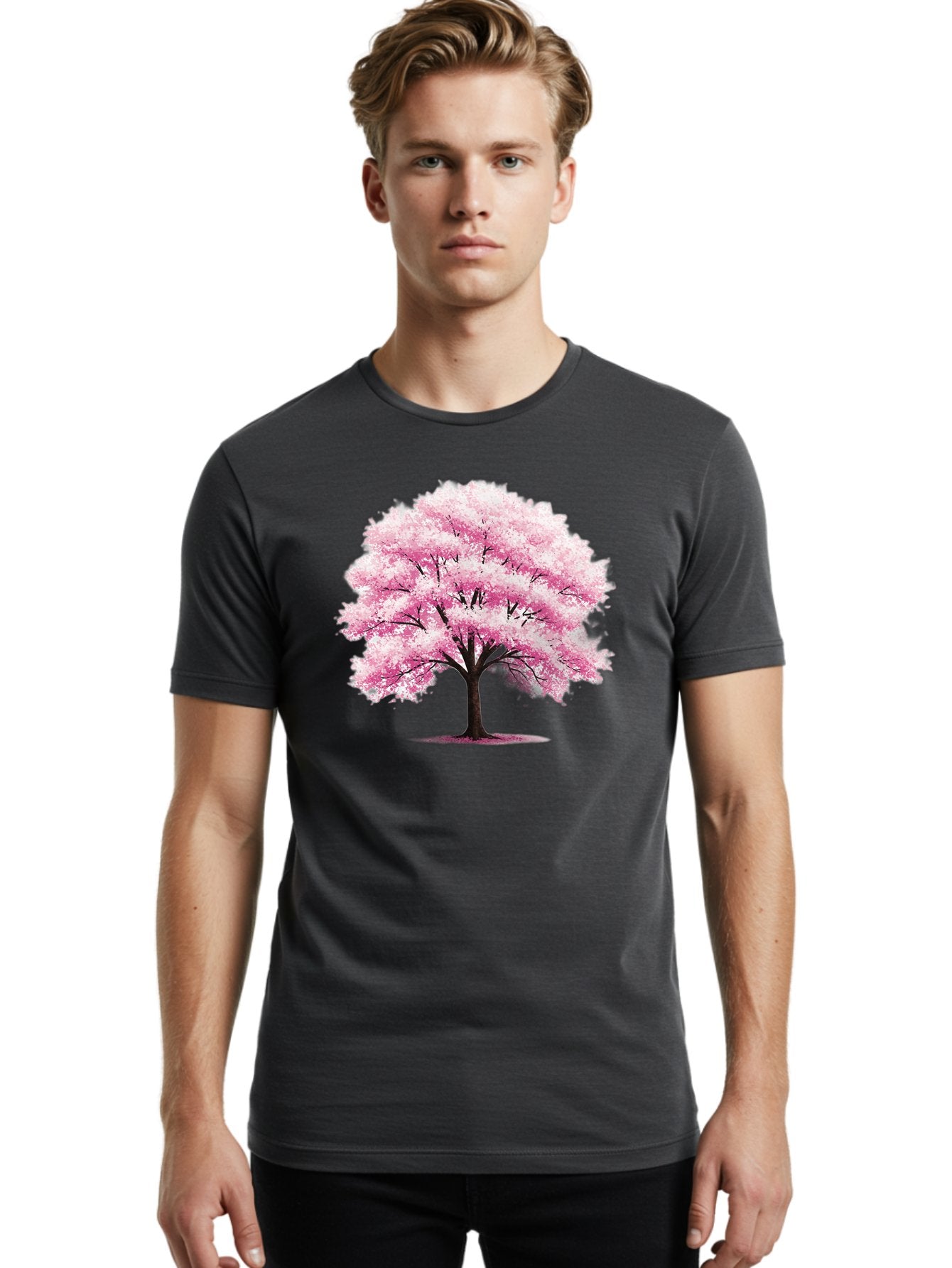 Pink-Cherry-Blossom-Tree-1 Men'S Graphic Tee, 100% Cotton, Comfortable Casual Summer Wear, Machine Washable, Vintage Camera, Old Camera, Antique Camera, Black Camera, Classic Photography, Photography Equipment, Nostalgic Device, Film Camera, Baj166 28