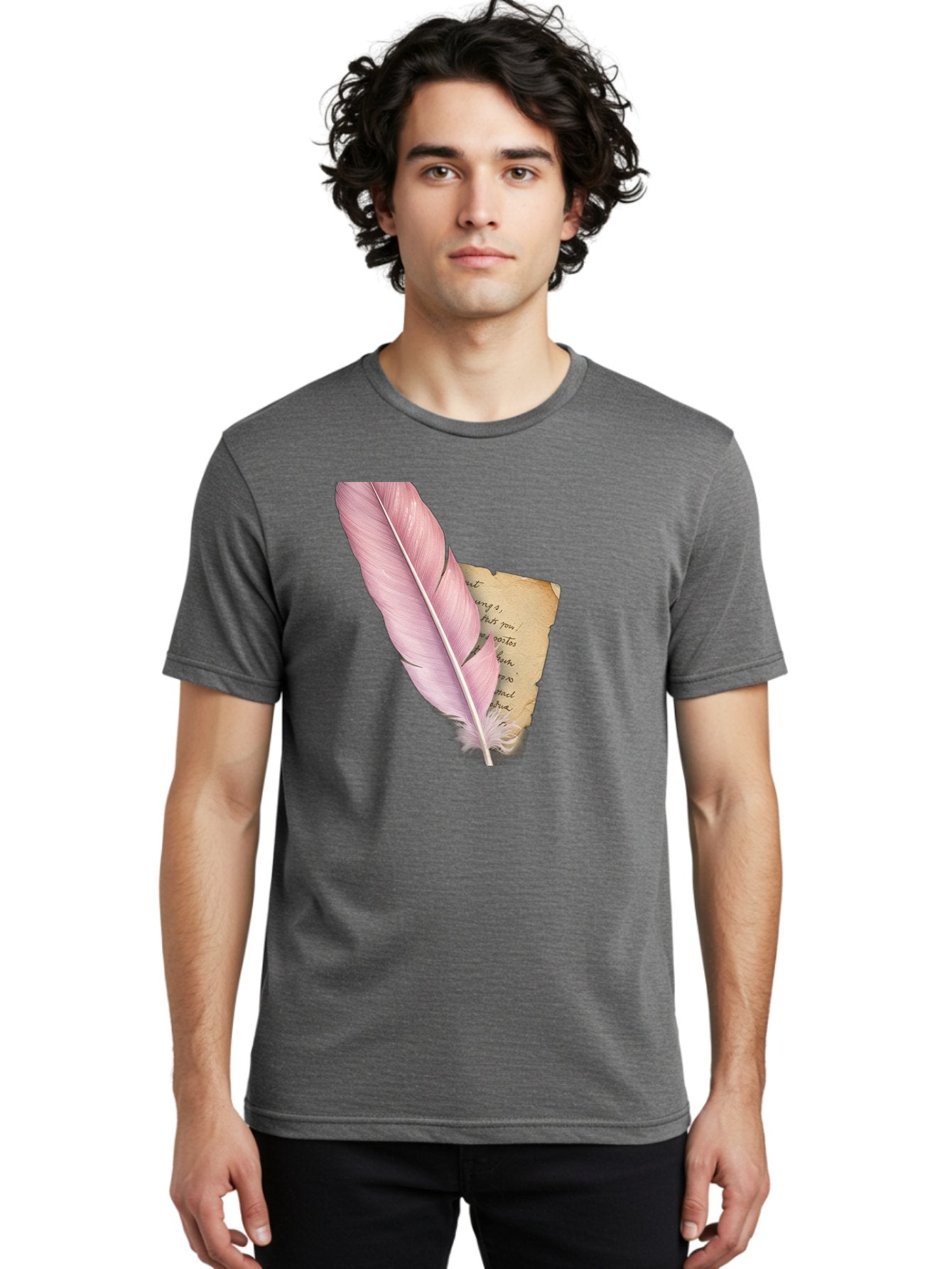Pink-Feather-Quill-Pen Men'S Graphic Tee, 100% Cotton, Comfortable Casual Summer Wear, Machine Washable, Vintage Camera, Old Camera, Antique Camera, Black Camera, Classic Photography, Photography Equipment, Nostalgic Device, Film Camera, Baj173 26
