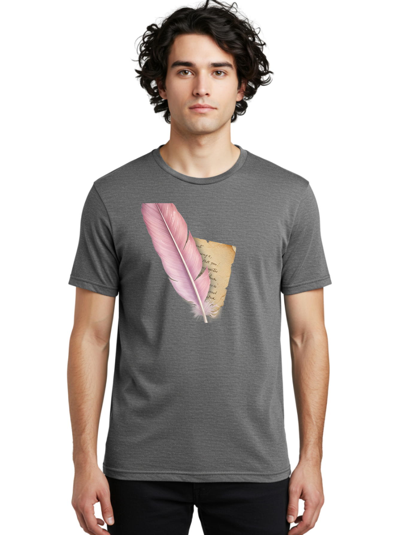 Pink-Feather-Quill-Pen Men'S Graphic Tee, 100% Cotton, Comfortable Casual Summer Wear, Machine Washable, Vintage Camera, Old Camera, Antique Camera, Black Camera, Classic Photography, Photography Equipment, Nostalgic Device, Film Camera, Baj173 20