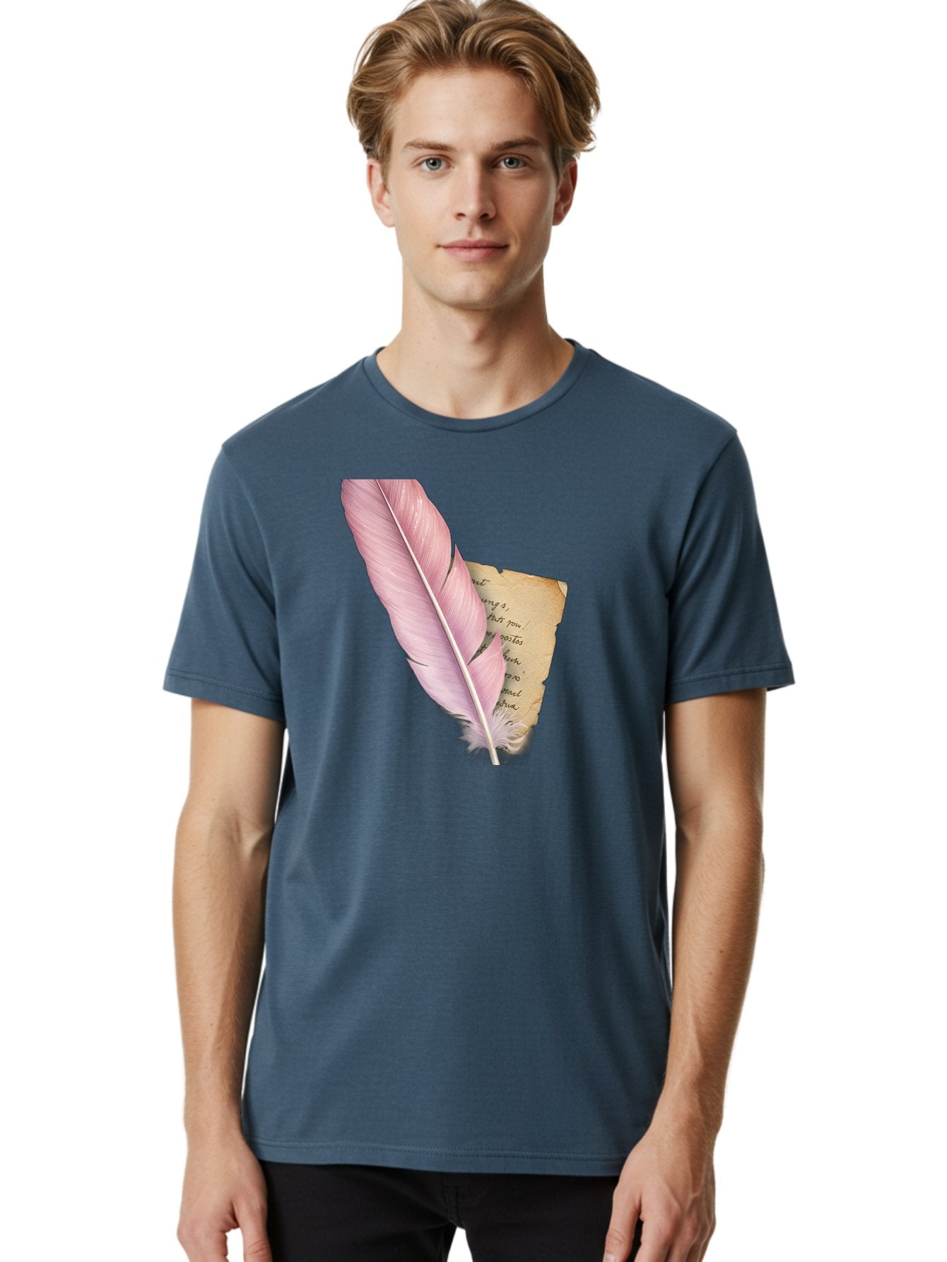 Pink-Feather-Quill-Pen Men'S Graphic Tee, 100% Cotton, Comfortable Casual Summer Wear, Machine Washable, Vintage Camera, Old Camera, Antique Camera, Black Camera, Classic Photography, Photography Equipment, Nostalgic Device, Film Camera, Baj173 22