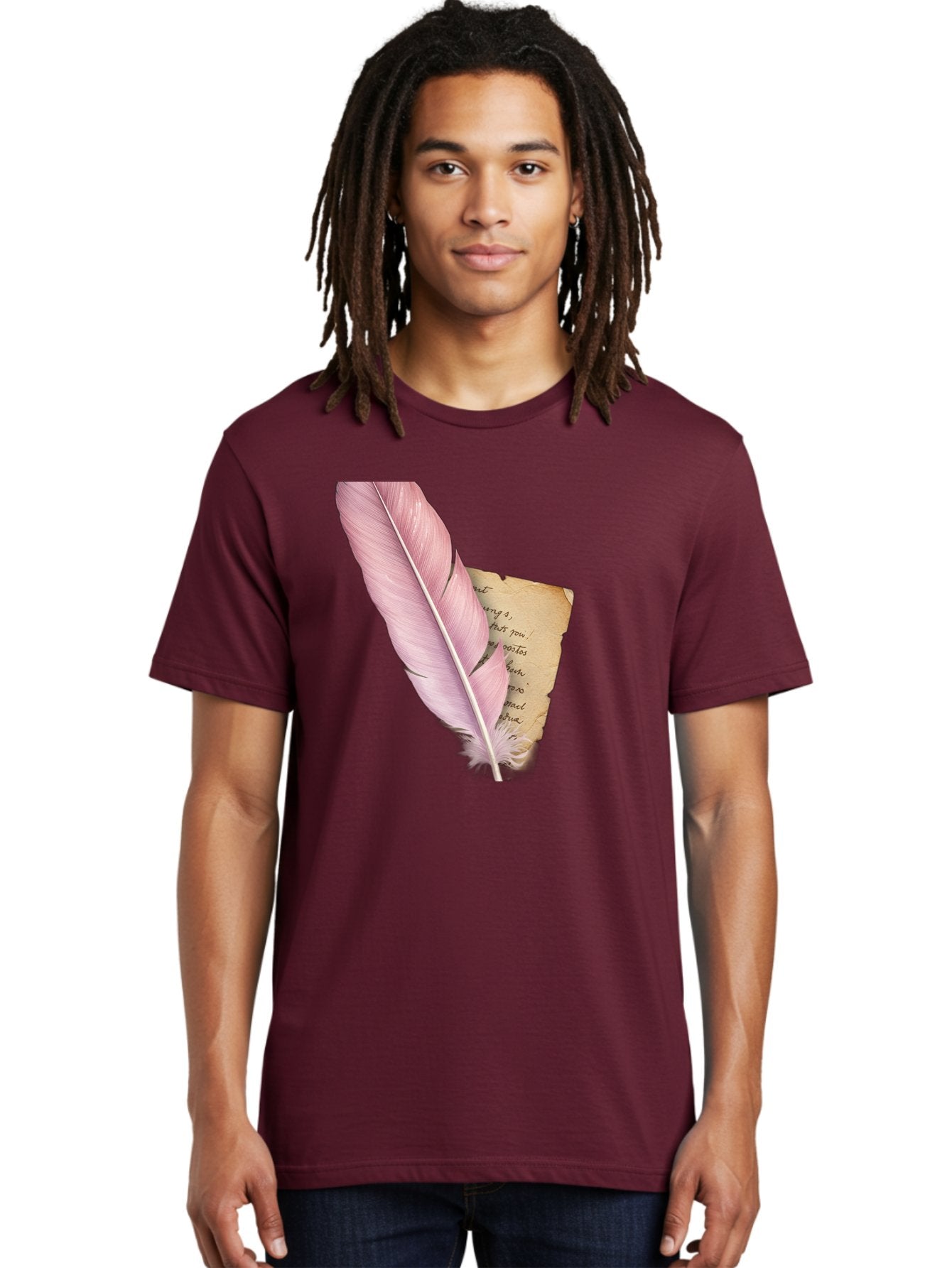Pink-Feather-Quill-Pen Men'S Graphic Tee, 100% Cotton, Comfortable Casual Summer Wear, Machine Washable, Vintage Camera, Old Camera, Antique Camera, Black Camera, Classic Photography, Photography Equipment, Nostalgic Device, Film Camera, Baj173 18
