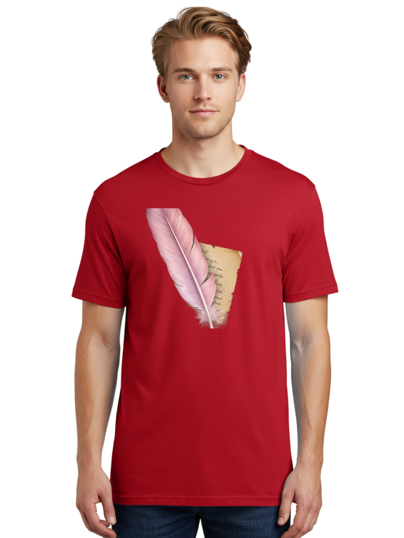 Pink-Feather-Quill-Pen Men'S Graphic Tee, 100% Cotton, Comfortable Casual Summer Wear, Machine Washable, Vintage Camera, Old Camera, Antique Camera, Black Camera, Classic Photography, Photography Equipment, Nostalgic Device, Film Camera, Baj173 28