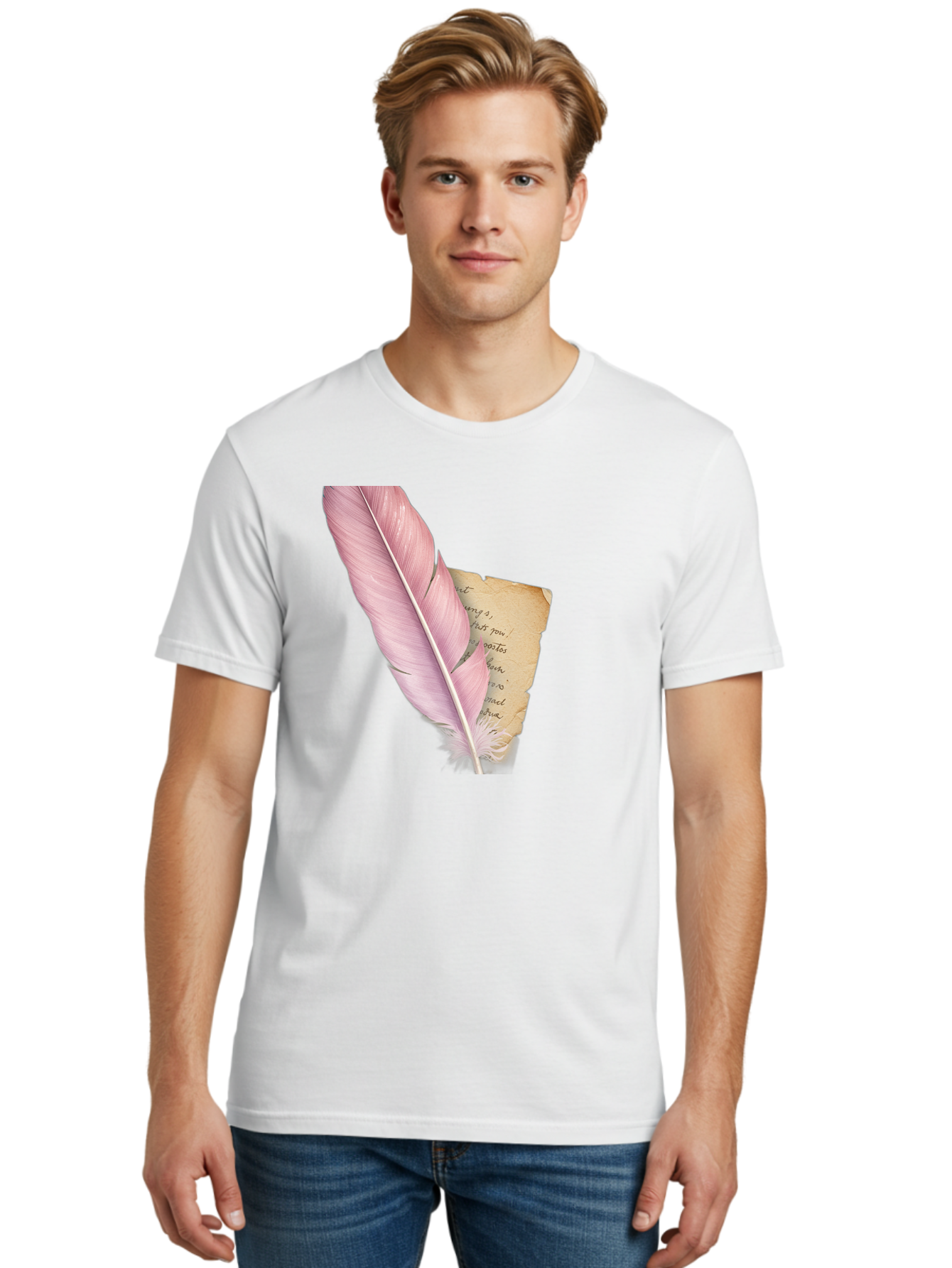 Pink-Feather-Quill-Pen Men'S Graphic Tee, 100% Cotton, Comfortable Casual Summer Wear, Machine Washable, Vintage Camera, Old Camera, Antique Camera, Black Camera, Classic Photography, Photography Equipment, Nostalgic Device, Film Camera, Baj173 21