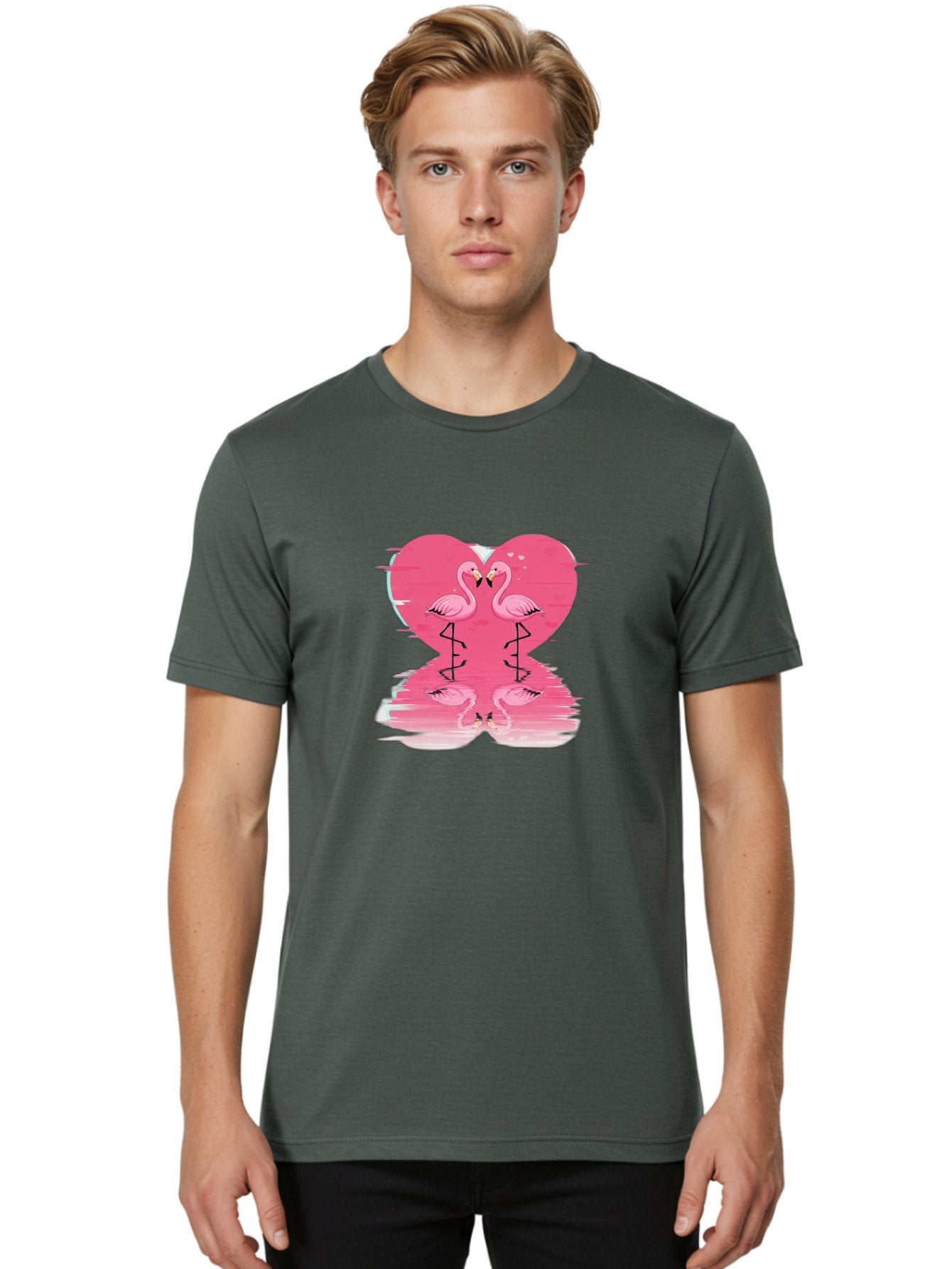 Pink-Flamingos-Heart-1 Men'S Graphic Tee, 100% Cotton, Comfortable Casual Summer Wear, Machine Washable, Vintage Camera, Old Camera, Antique Camera, Black Camera, Classic Photography, Photography Equipment, Nostalgic Device, Film Camera, Baj185 27
