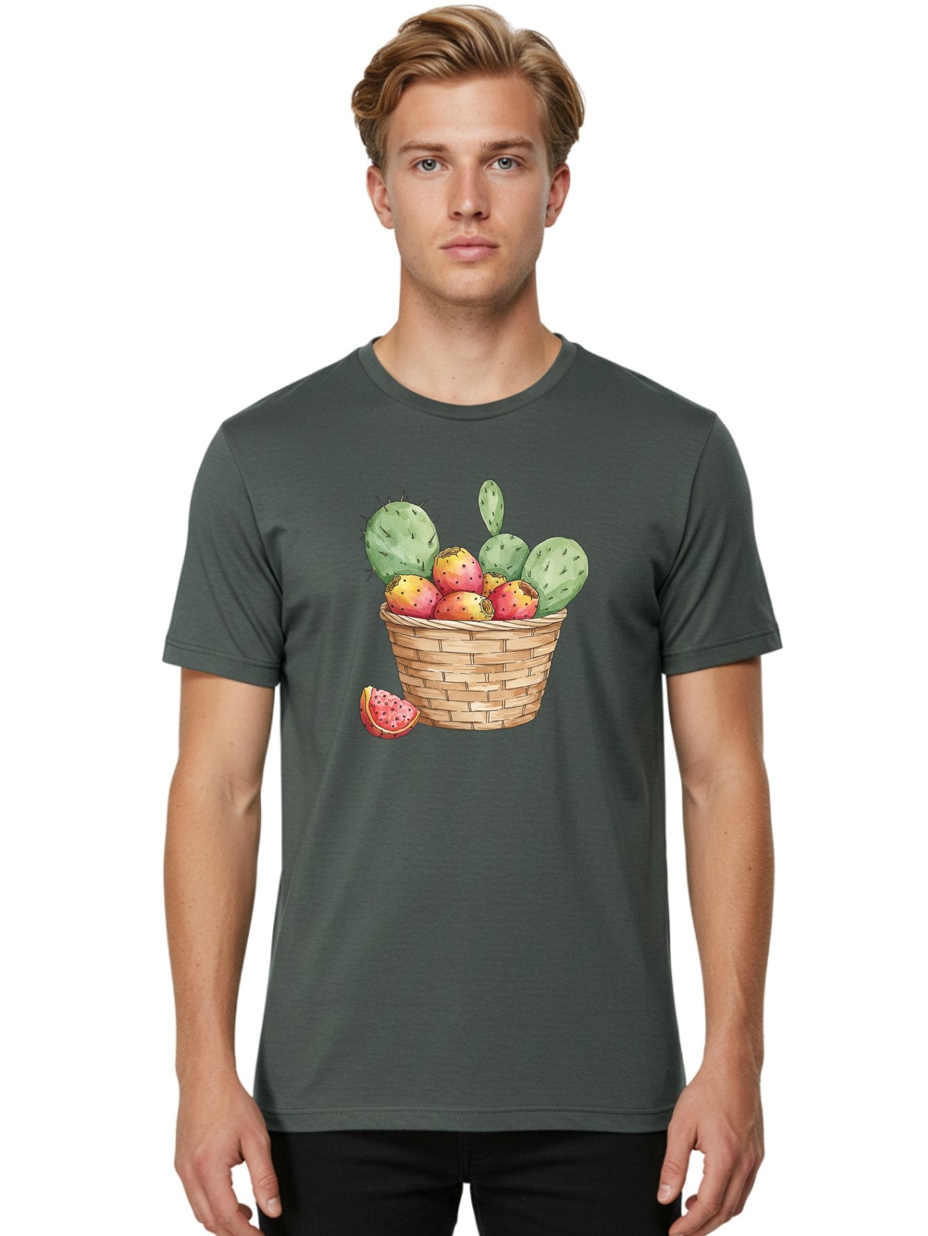 Prickly-Pears-Basket Men'S Graphic Tee, 100% Cotton, Comfortable Casual Summer Wear, Machine Washable, Vintage Camera, Old Camera, Antique Camera, Black Camera, Classic Photography, Photography Equipment, Nostalgic Device, Film Camera, Baj200 25