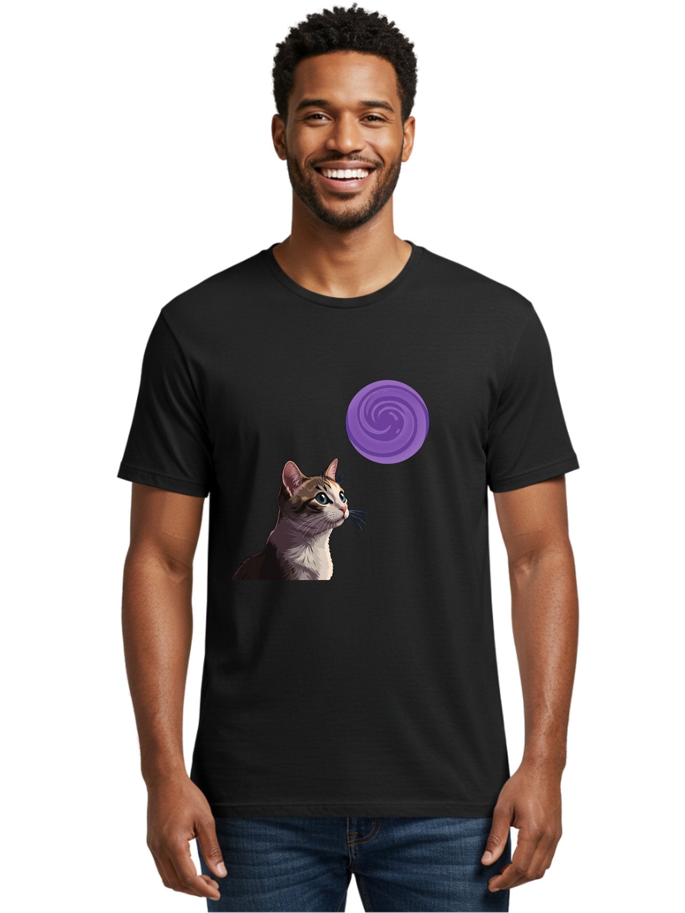 Purple-Swirl-Cat Men'S Graphic Tee, 100% Cotton, Comfortable Casual Summer Wear, Machine Washable, Vintage Camera, Old Camera, Antique Camera, Black Camera, Classic Photography, Photography Equipment, Nostalgic Device, Film Camera, Camera Art Baj207 30