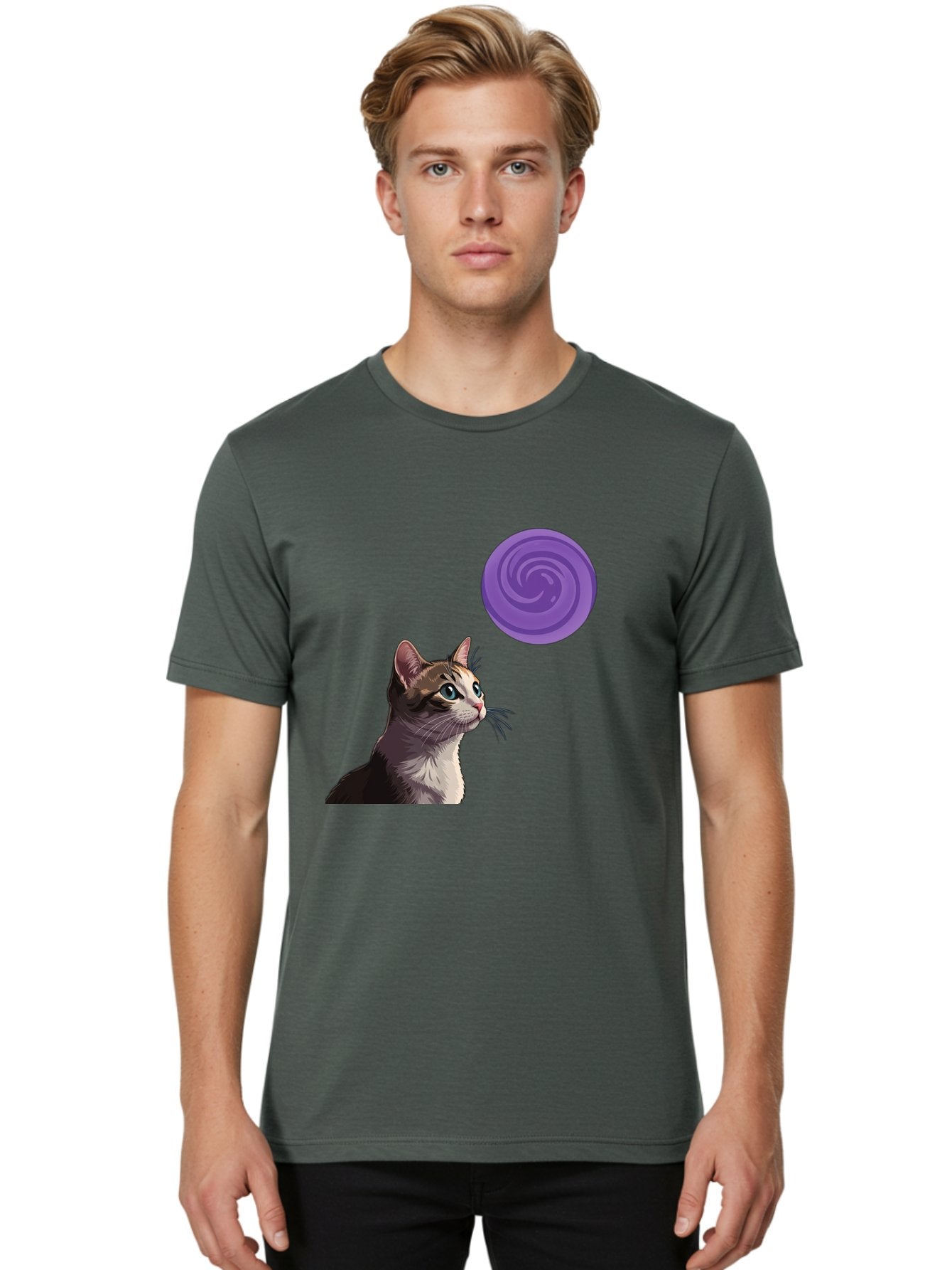 Purple-Swirl-Cat Men'S Graphic Tee, 100% Cotton, Comfortable Casual Summer Wear, Machine Washable, Vintage Camera, Old Camera, Antique Camera, Black Camera, Classic Photography, Photography Equipment, Nostalgic Device, Film Camera, Camera Art Baj207 16