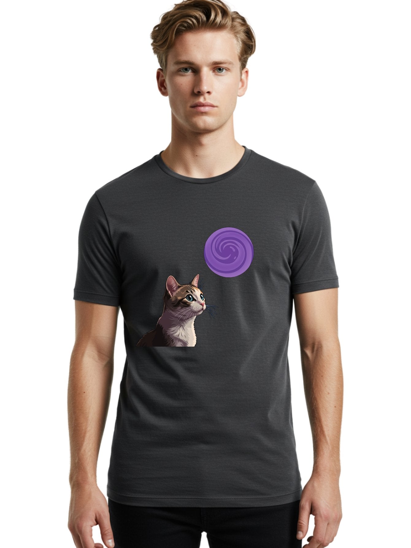 Purple-Swirl-Cat Men'S Graphic Tee, 100% Cotton, Comfortable Casual Summer Wear, Machine Washable, Vintage Camera, Old Camera, Antique Camera, Black Camera, Classic Photography, Photography Equipment, Nostalgic Device, Film Camera, Camera Art Baj207 19