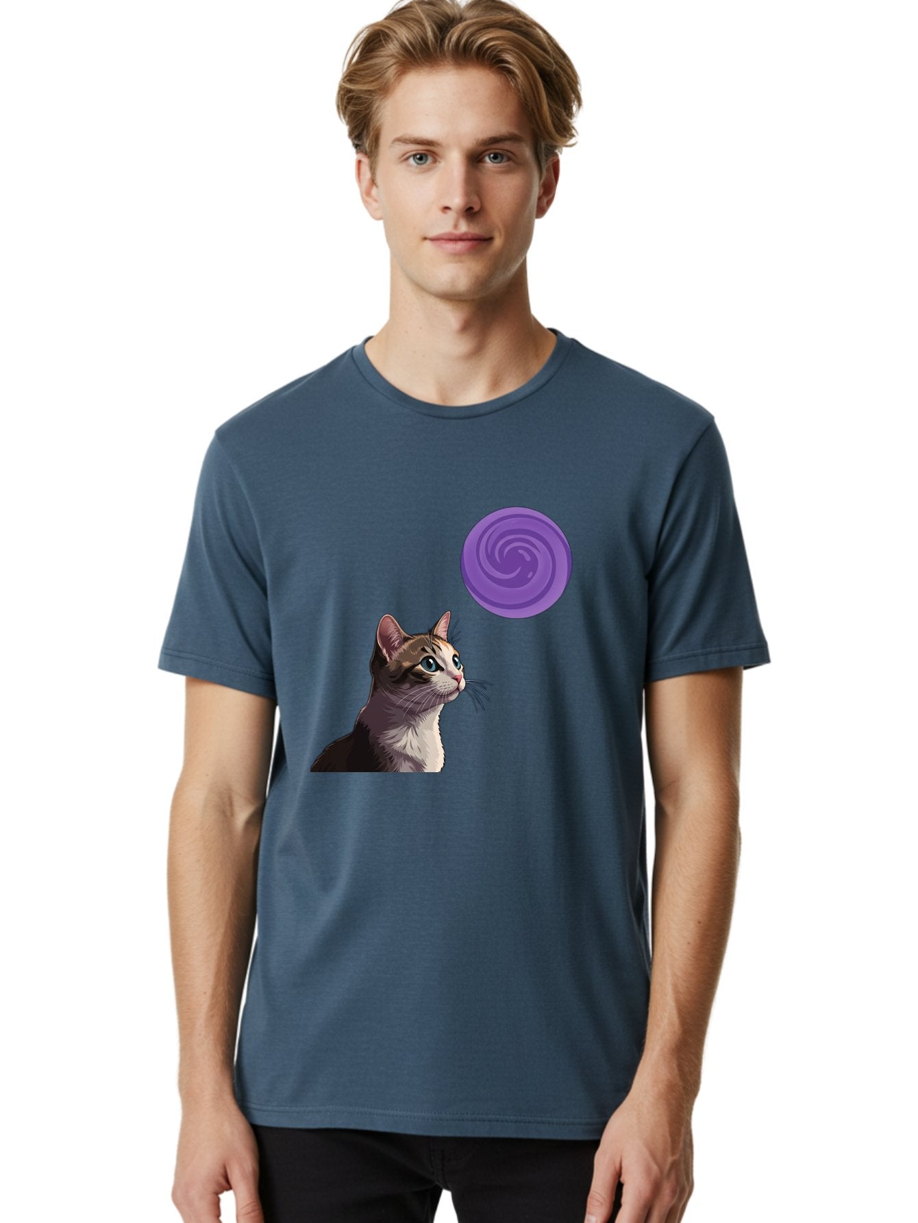 Purple-Swirl-Cat Men'S Graphic Tee, 100% Cotton, Comfortable Casual Summer Wear, Machine Washable, Vintage Camera, Old Camera, Antique Camera, Black Camera, Classic Photography, Photography Equipment, Nostalgic Device, Film Camera, Camera Art Baj207 24