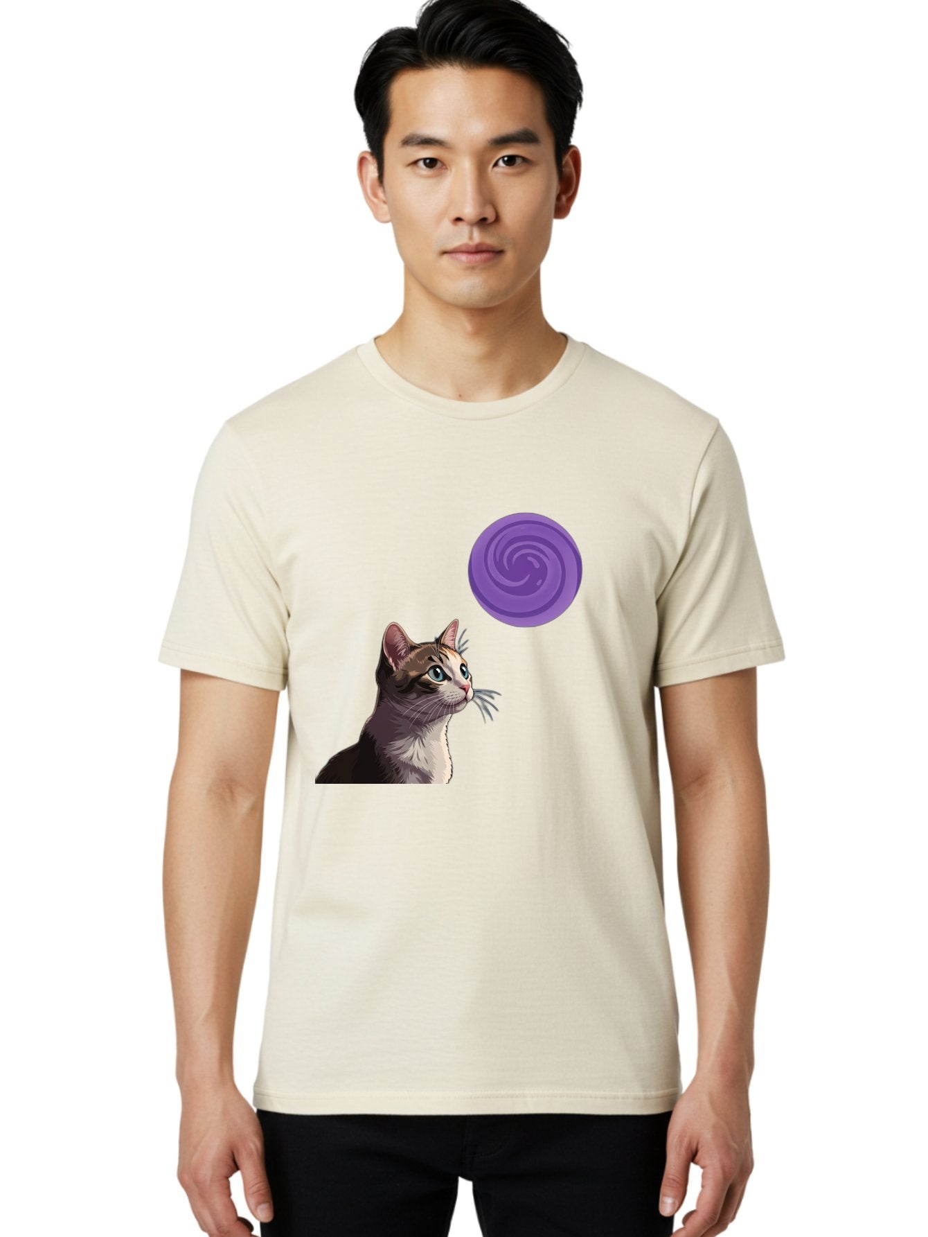 Purple-Swirl-Cat Men'S Graphic Tee, 100% Cotton, Comfortable Casual Summer Wear, Machine Washable, Vintage Camera, Old Camera, Antique Camera, Black Camera, Classic Photography, Photography Equipment, Nostalgic Device, Film Camera, Camera Art Baj207 25