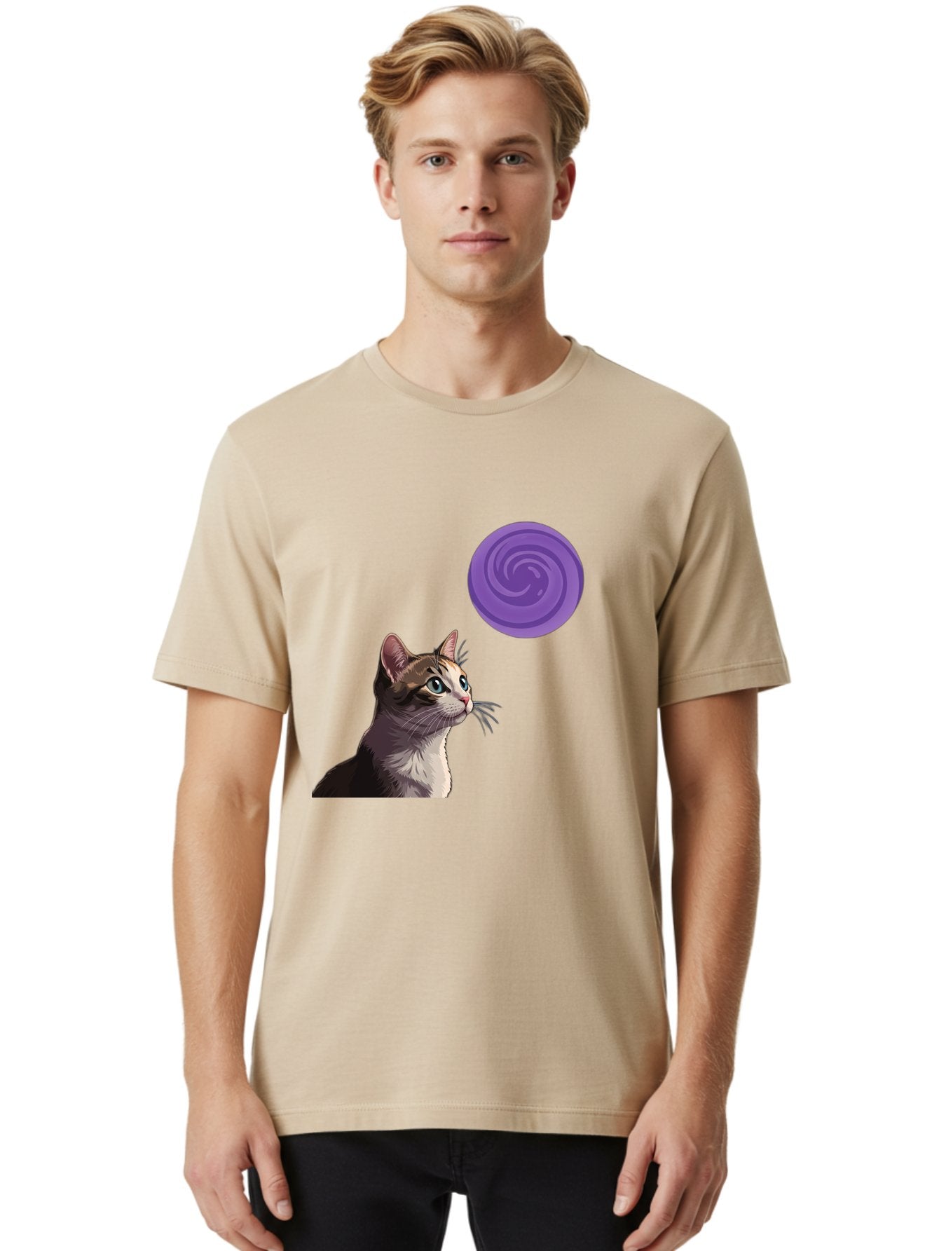Purple-Swirl-Cat Men'S Graphic Tee, 100% Cotton, Comfortable Casual Summer Wear, Machine Washable, Vintage Camera, Old Camera, Antique Camera, Black Camera, Classic Photography, Photography Equipment, Nostalgic Device, Film Camera, Camera Art Baj207 20