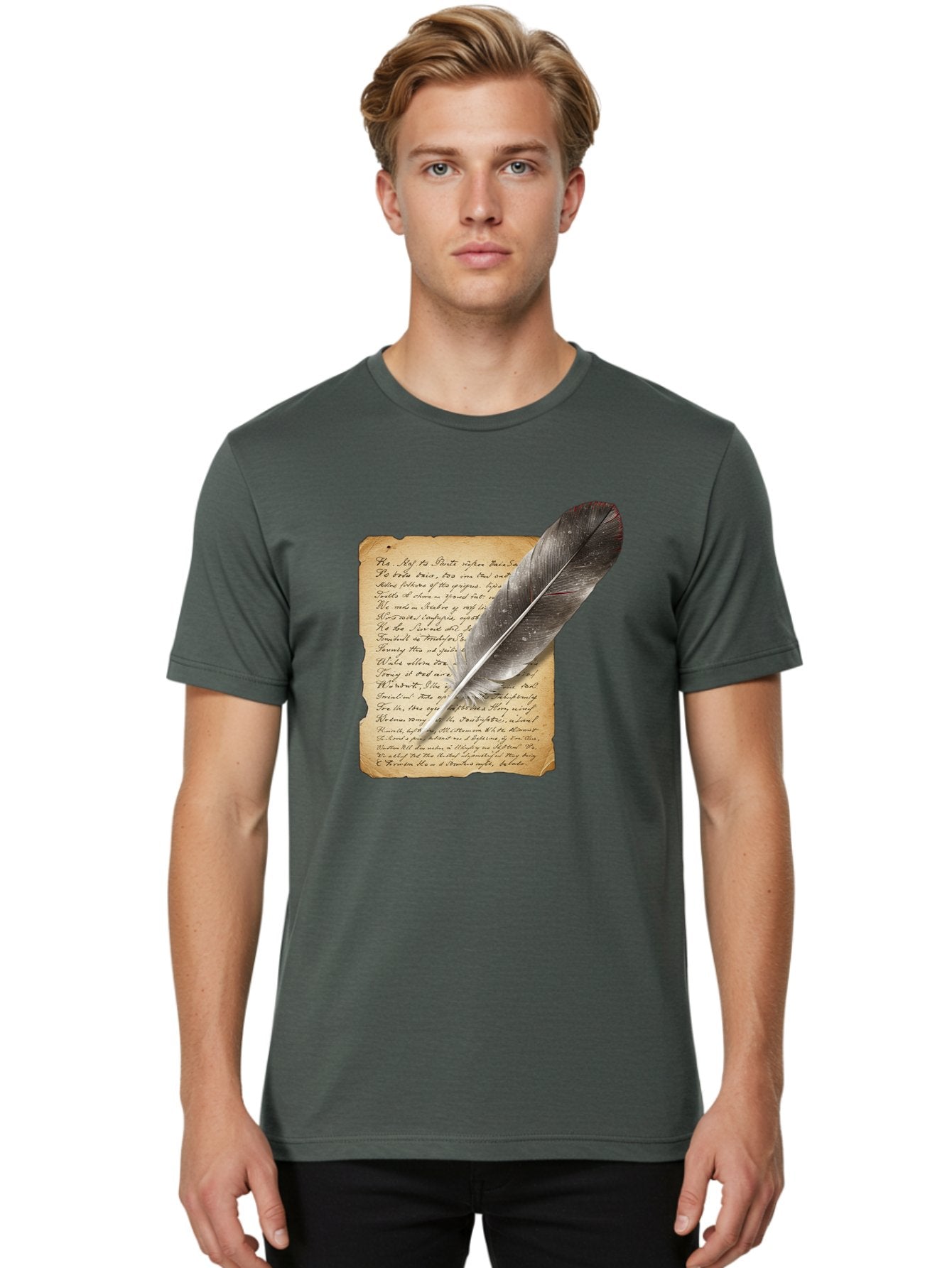 Quill-Pen-On-Parchment Men'S Graphic Tee, 100% Cotton, Comfortable Casual Summer Wear, Machine Washable, Vintage Camera, Old Camera, Antique Camera, Black Camera, Classic Photography, Photography Equipment, Nostalgic Device, Film Camera, Baj214 28