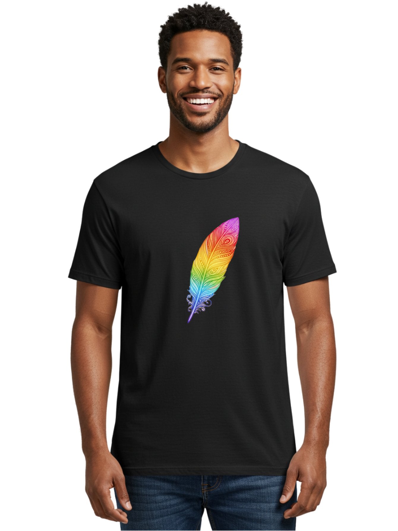 Rainbow-Feather-1 Men'S Graphic Tee, 100% Cotton, Comfortable Casual Summer Wear, Machine Washable, Vintage Camera, Old Camera, Antique Camera, Black Camera, Classic Photography, Photography Equipment, Nostalgic Device, Film Camera, Camera Art Baj217 25