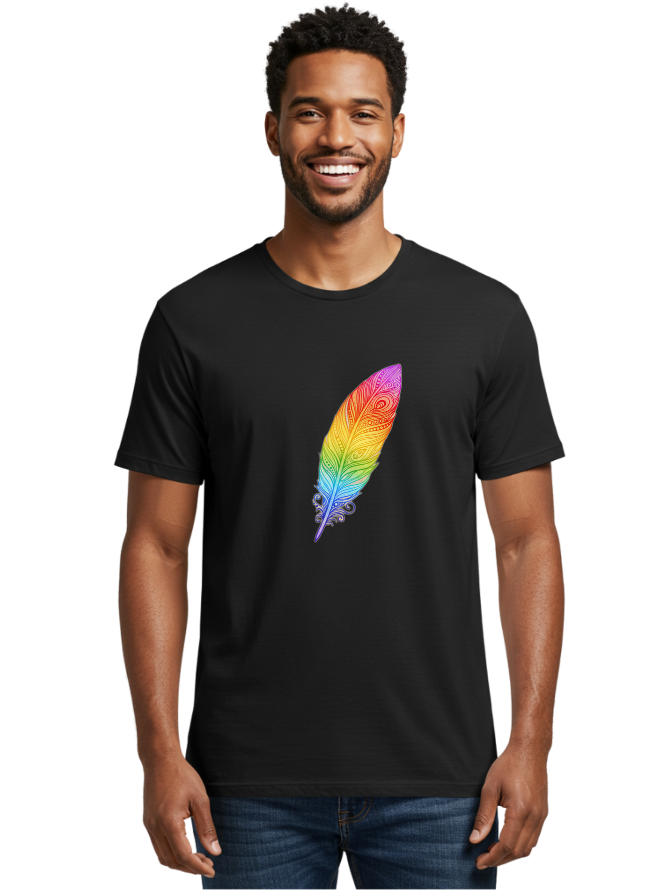 Rainbow-Feather-1 Men'S Graphic Tee, 100% Cotton, Comfortable Casual Summer Wear, Machine Washable, Vintage Camera, Old Camera, Antique Camera, Black Camera, Classic Photography, Photography Equipment, Nostalgic Device, Film Camera, Camera Art Baj217 21