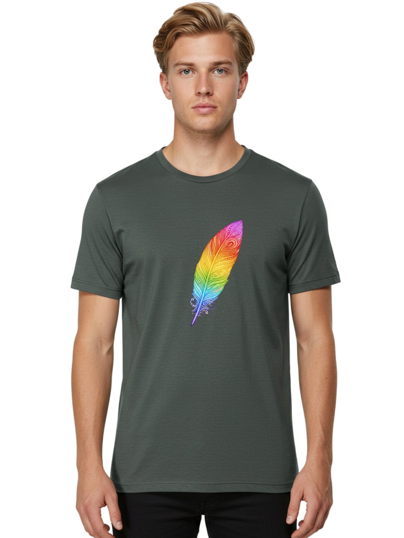Rainbow-Feather-1 Men'S Graphic Tee, 100% Cotton, Comfortable Casual Summer Wear, Machine Washable, Vintage Camera, Old Camera, Antique Camera, Black Camera, Classic Photography, Photography Equipment, Nostalgic Device, Film Camera, Camera Art Baj217 22