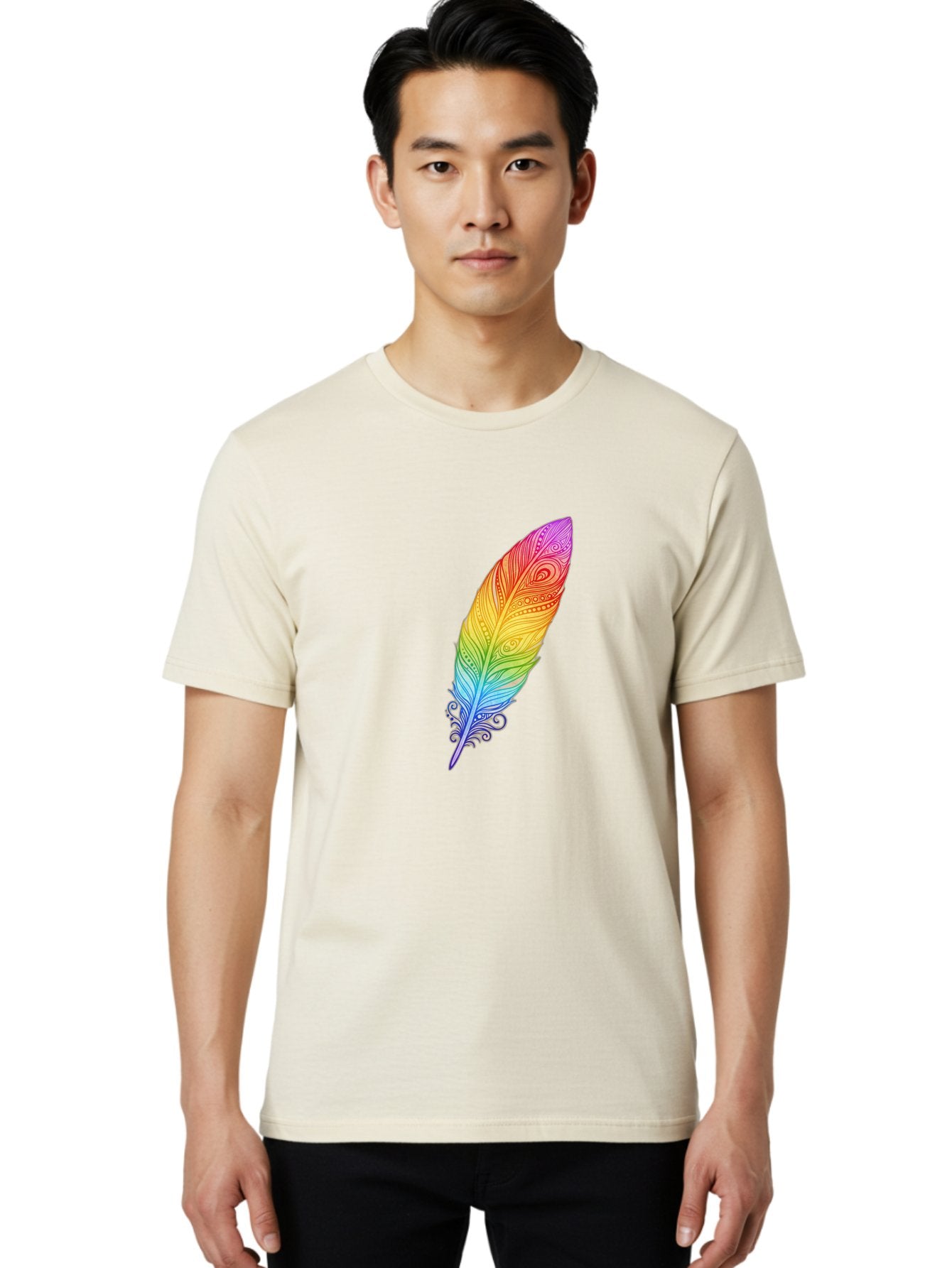 Rainbow-Feather-1 Men'S Graphic Tee, 100% Cotton, Comfortable Casual Summer Wear, Machine Washable, Vintage Camera, Old Camera, Antique Camera, Black Camera, Classic Photography, Photography Equipment, Nostalgic Device, Film Camera, Camera Art Baj217 19