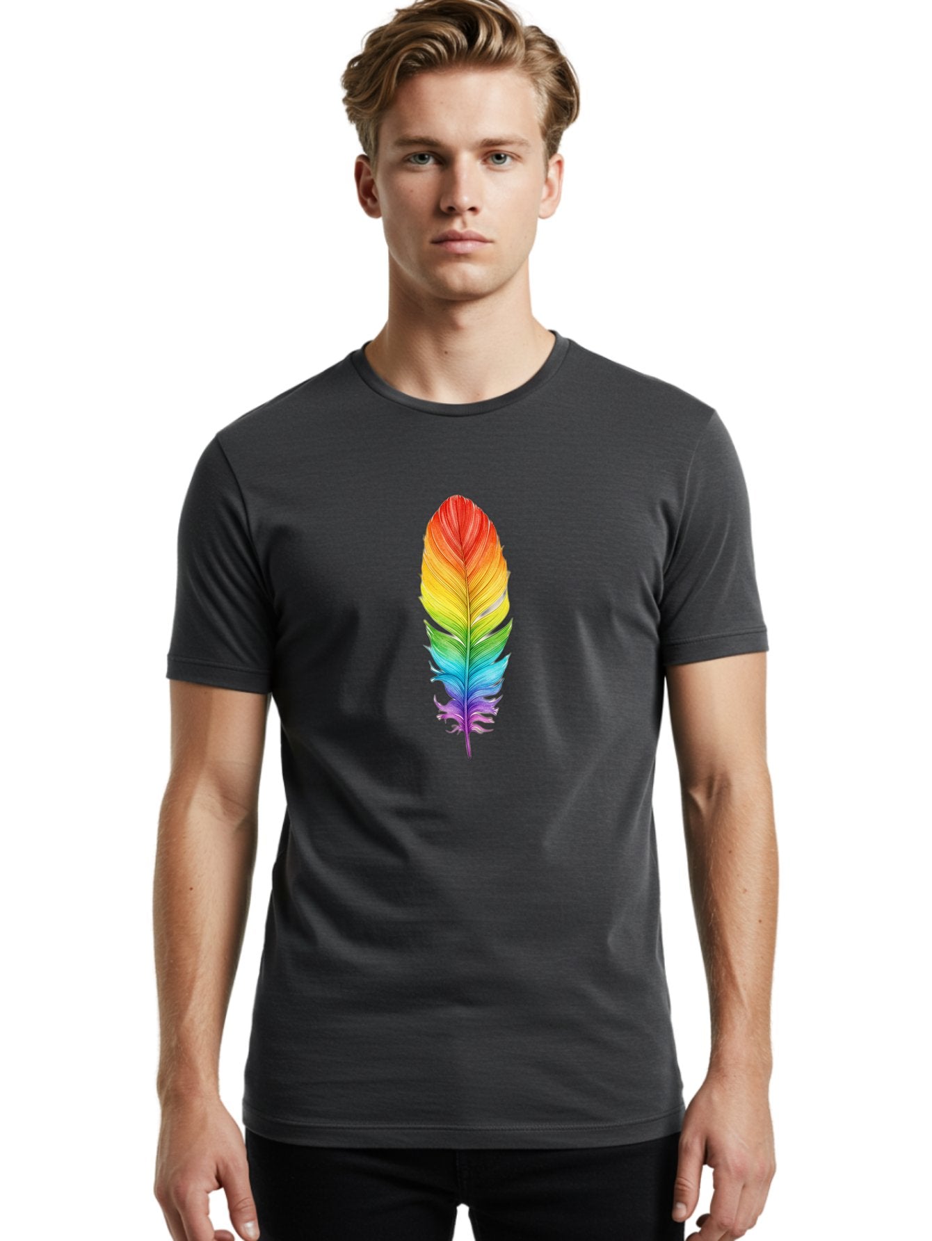 Rainbow-Feather-10 Men'S Graphic Tee, 100% Cotton, Comfortable Casual Summer Wear, Machine Washable, Vintage Camera, Old Camera, Antique Camera, Black Camera, Classic Photography, Photography Equipment, Nostalgic Device, Film Camera, Baj218 24