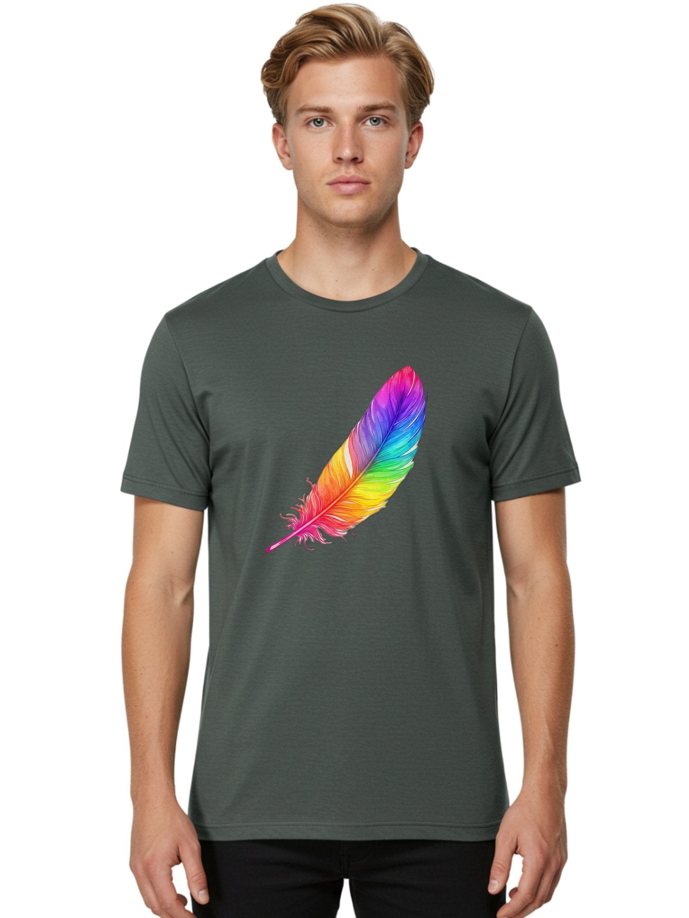 Rainbow-Feather-11 Men'S Graphic Tee, 100% Cotton, Comfortable Casual Summer Wear, Machine Washable, Vintage Camera, Old Camera, Antique Camera, Black Camera, Classic Photography, Photography Equipment, Nostalgic Device, Film Camera, Baj219 18