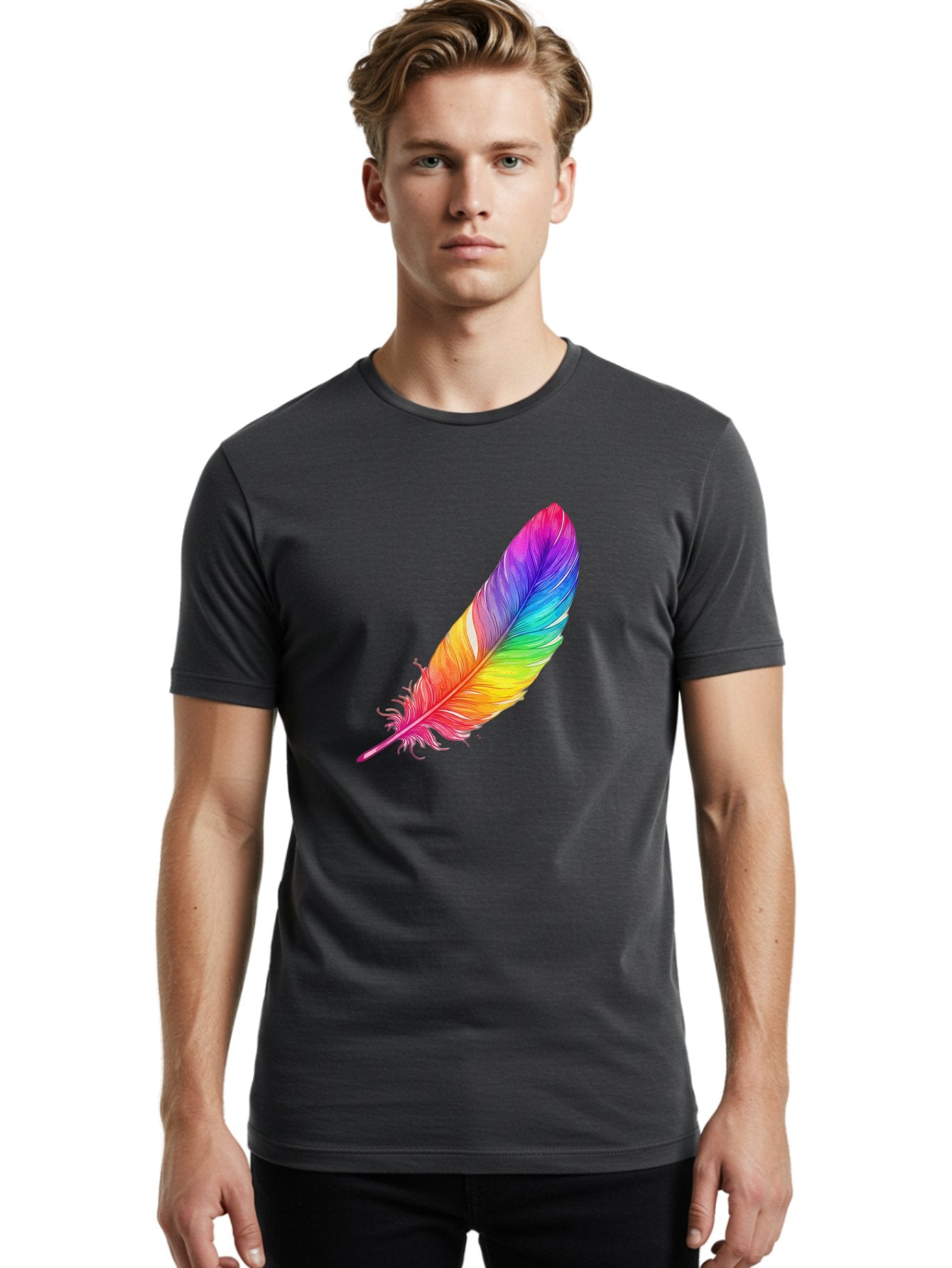 Rainbow-Feather-11 Men'S Graphic Tee, 100% Cotton, Comfortable Casual Summer Wear, Machine Washable, Vintage Camera, Old Camera, Antique Camera, Black Camera, Classic Photography, Photography Equipment, Nostalgic Device, Film Camera, Baj219 26