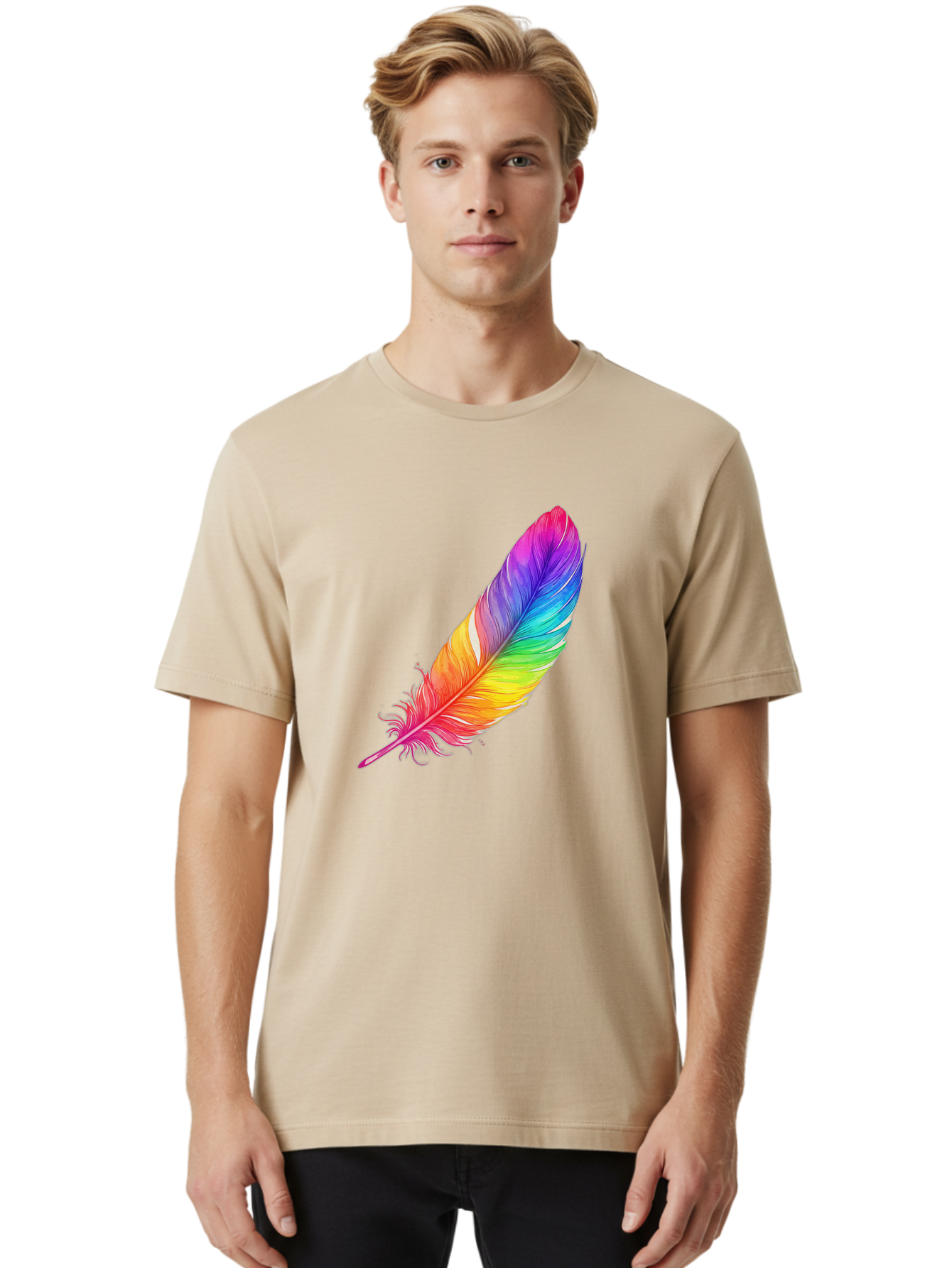 Rainbow-Feather-11 Men'S Graphic Tee, 100% Cotton, Comfortable Casual Summer Wear, Machine Washable, Vintage Camera, Old Camera, Antique Camera, Black Camera, Classic Photography, Photography Equipment, Nostalgic Device, Film Camera, Baj219 24