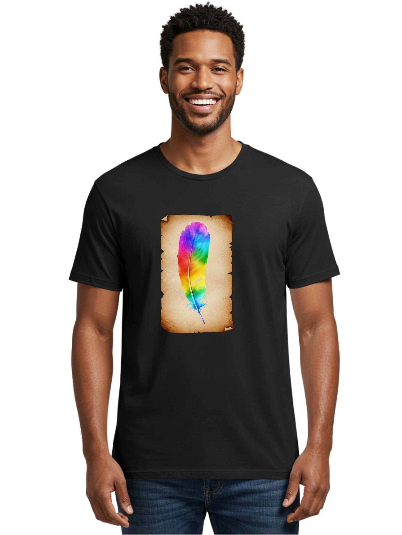 Rainbow-Feather-12 Men'S Graphic Tee, 100% Cotton, Comfortable Casual Summer Wear, Machine Washable, Vintage Camera, Old Camera, Antique Camera, Black Camera, Classic Photography, Photography Equipment, Nostalgic Device, Film Camera, Baj220 30