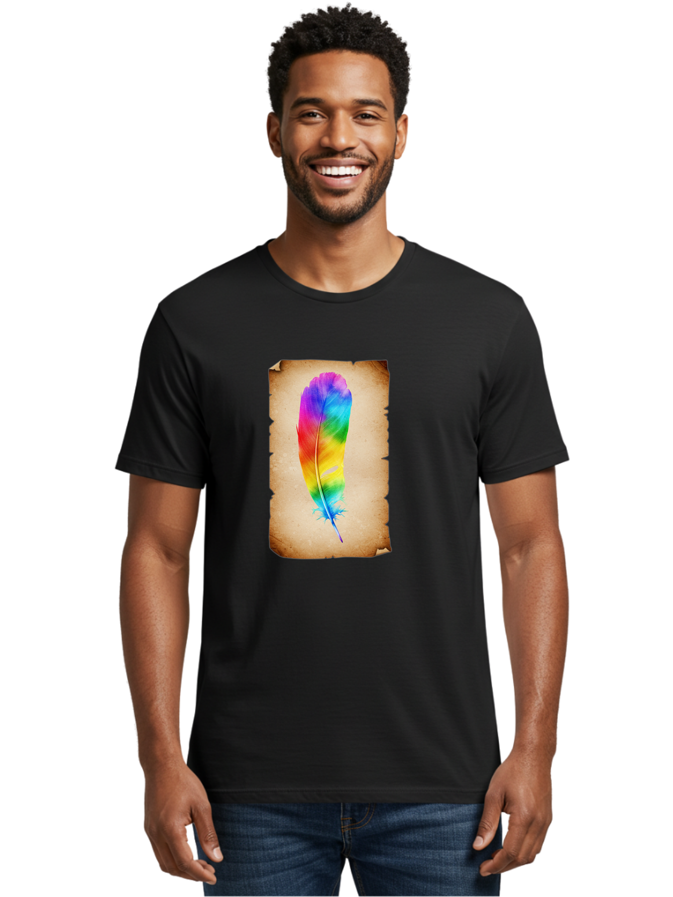 Rainbow-Feather-12 Men'S Graphic Tee, 100% Cotton, Comfortable Casual Summer Wear, Machine Washable, Vintage Camera, Old Camera, Antique Camera, Black Camera, Classic Photography, Photography Equipment, Nostalgic Device, Film Camera, Baj220 16