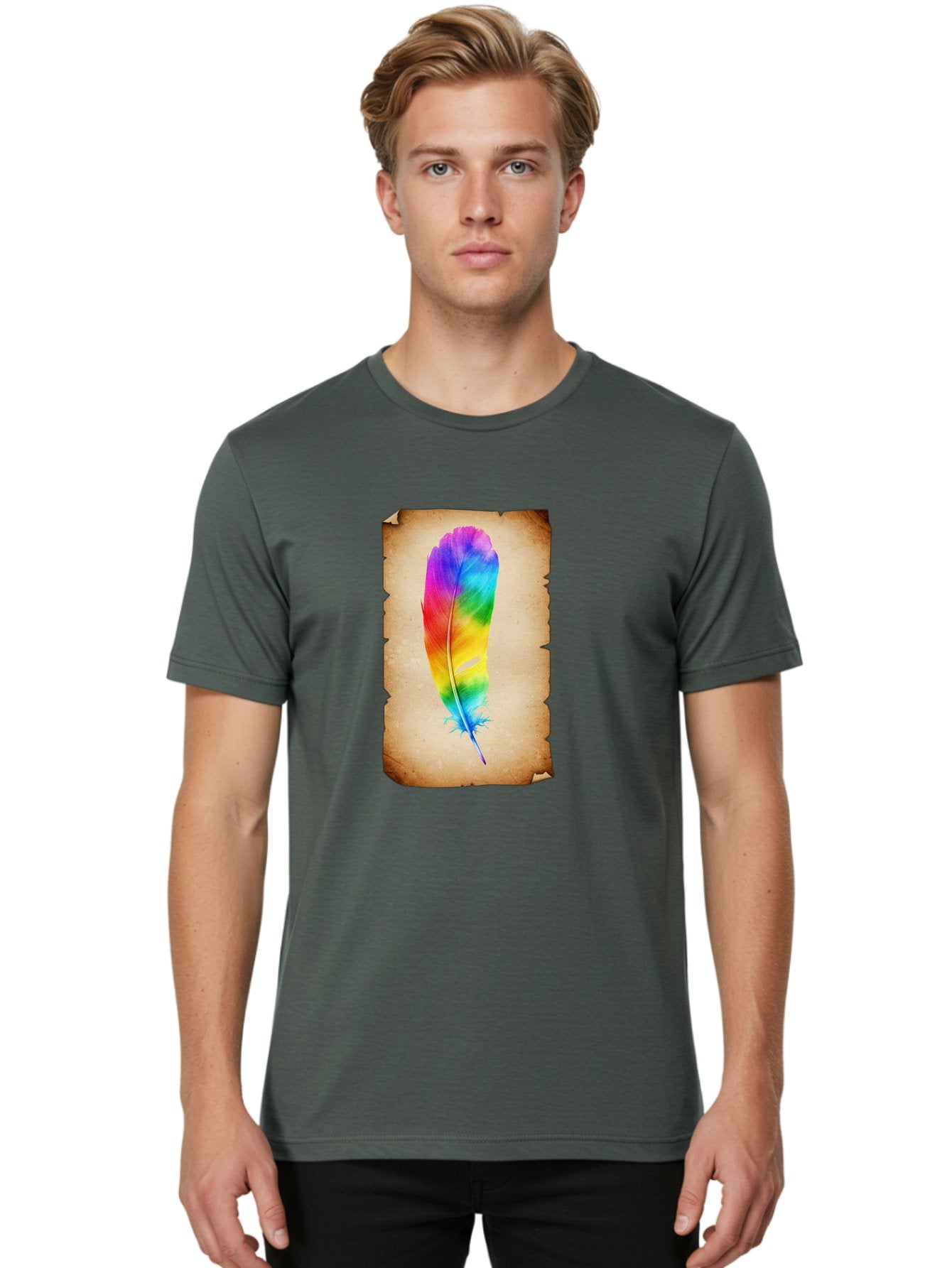 Rainbow-Feather-12 Men'S Graphic Tee, 100% Cotton, Comfortable Casual Summer Wear, Machine Washable, Vintage Camera, Old Camera, Antique Camera, Black Camera, Classic Photography, Photography Equipment, Nostalgic Device, Film Camera, Baj220 19