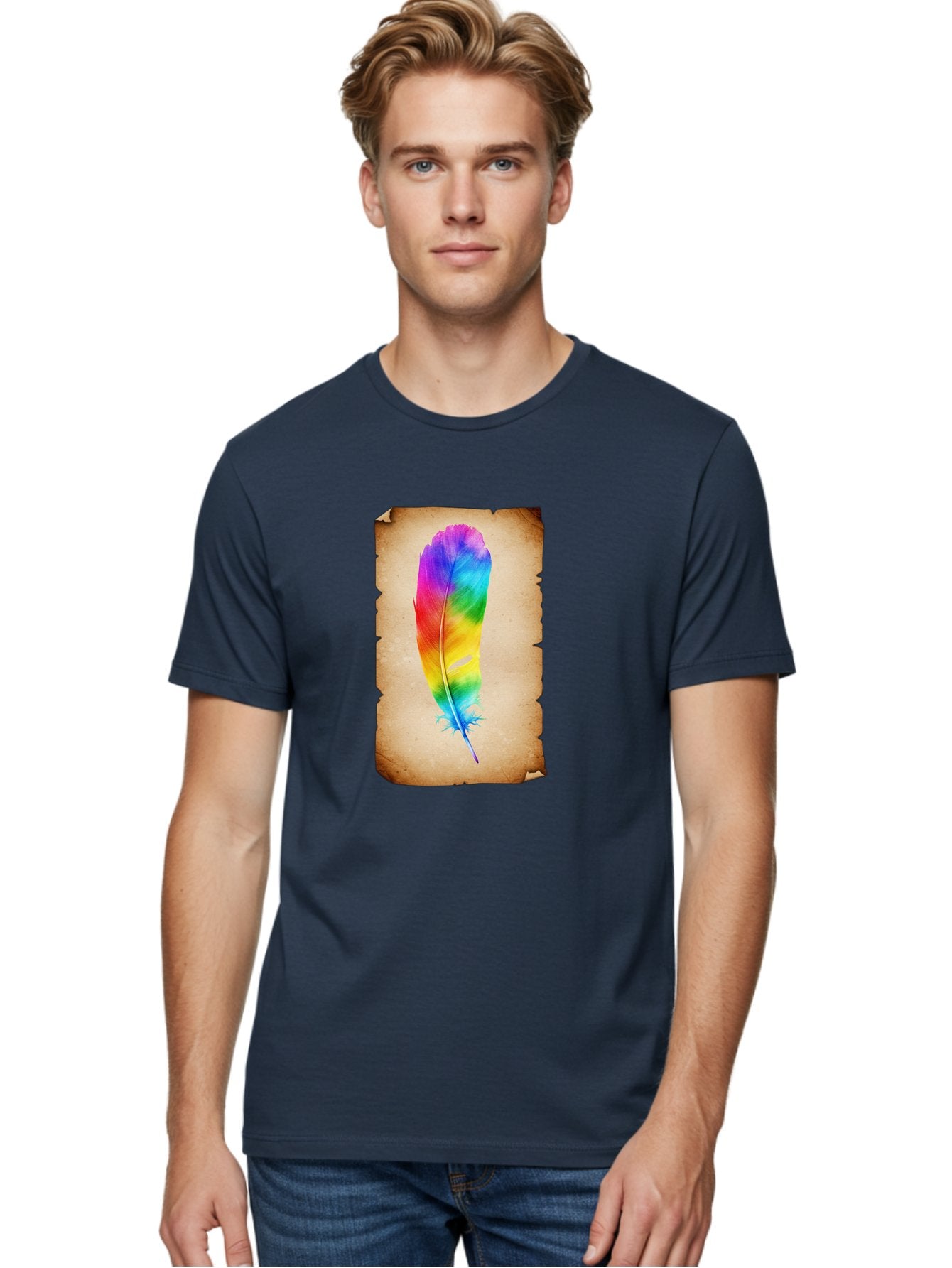 Rainbow-Feather-12 Men'S Graphic Tee, 100% Cotton, Comfortable Casual Summer Wear, Machine Washable, Vintage Camera, Old Camera, Antique Camera, Black Camera, Classic Photography, Photography Equipment, Nostalgic Device, Film Camera, Baj220 23