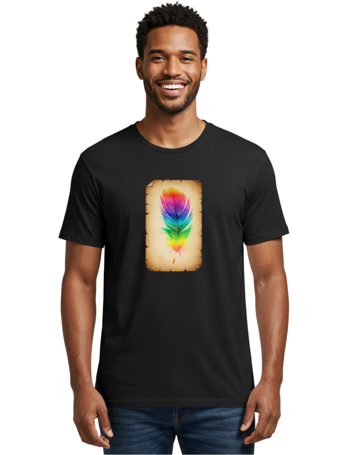 Rainbow-Feather-13 Men'S Graphic Tee, 100% Cotton, Comfortable Casual Summer Wear, Machine Washable, Vintage Camera, Old Camera, Antique Camera, Black Camera, Classic Photography, Photography Equipment, Nostalgic Device, Film Camera, Baj221 24