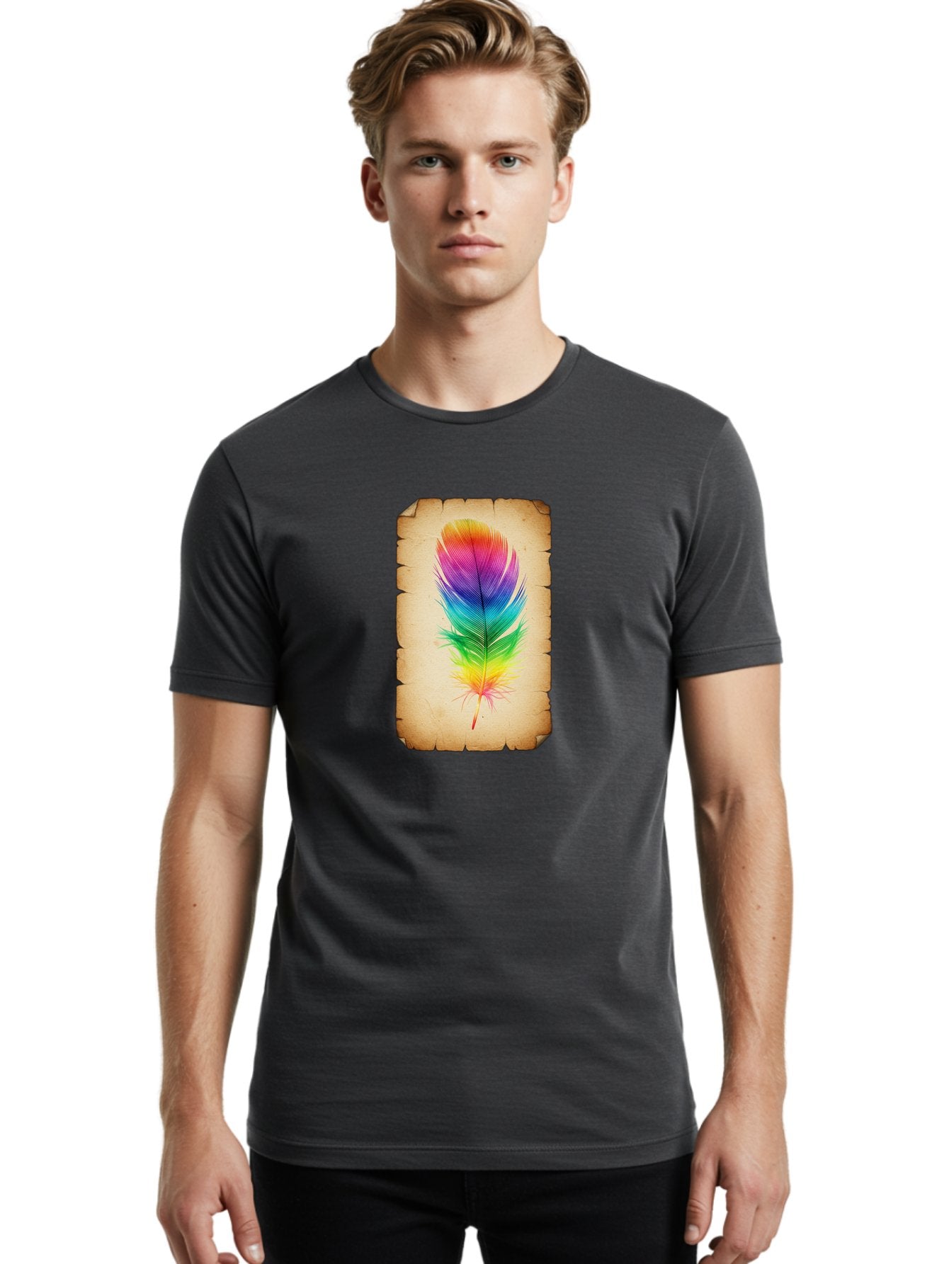 Rainbow-Feather-13 Men'S Graphic Tee, 100% Cotton, Comfortable Casual Summer Wear, Machine Washable, Vintage Camera, Old Camera, Antique Camera, Black Camera, Classic Photography, Photography Equipment, Nostalgic Device, Film Camera, Baj221 19
