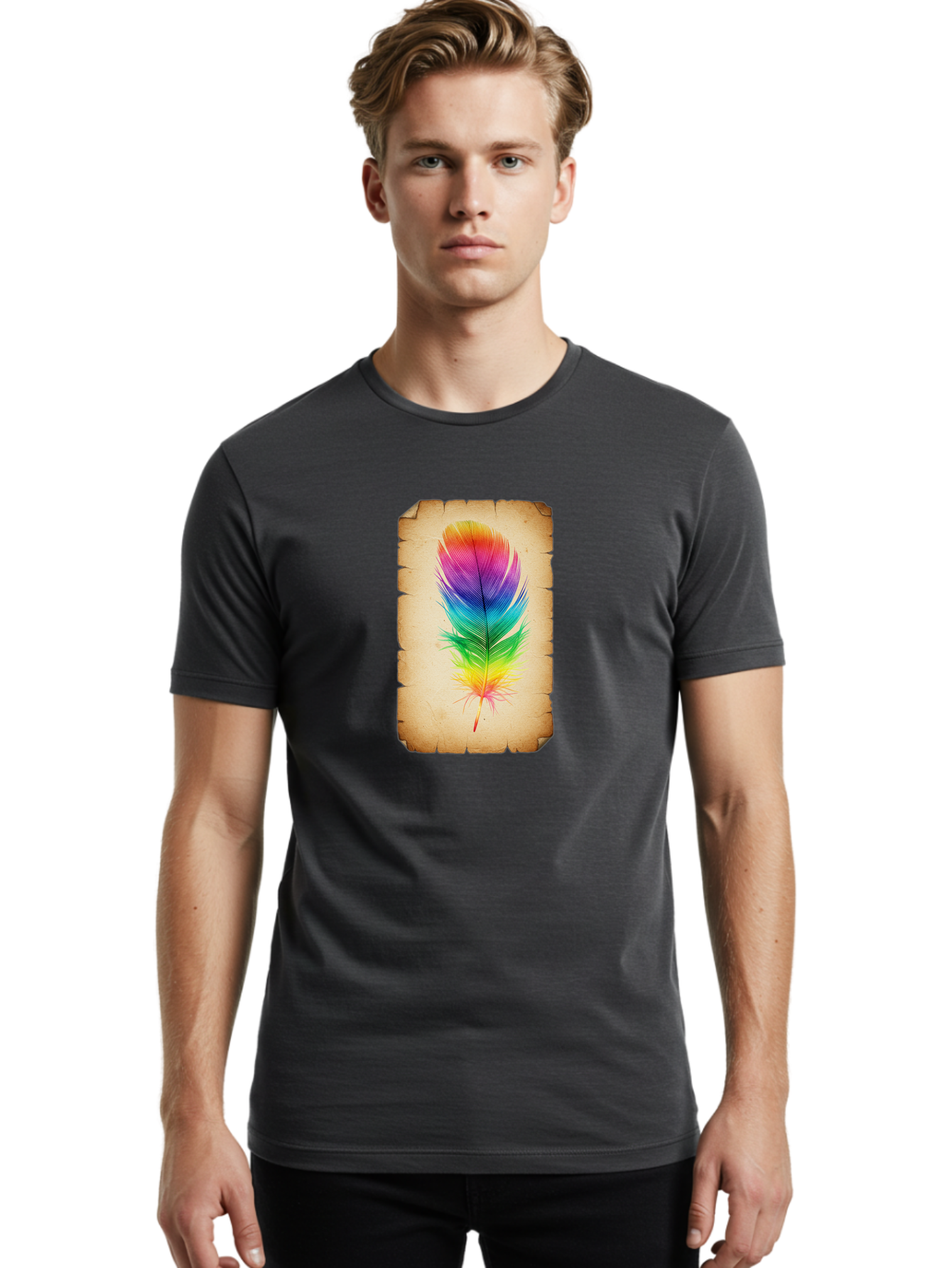 Rainbow-Feather-13 Men'S Graphic Tee, 100% Cotton, Comfortable Casual Summer Wear, Machine Washable, Vintage Camera, Old Camera, Antique Camera, Black Camera, Classic Photography, Photography Equipment, Nostalgic Device, Film Camera, Baj221 26