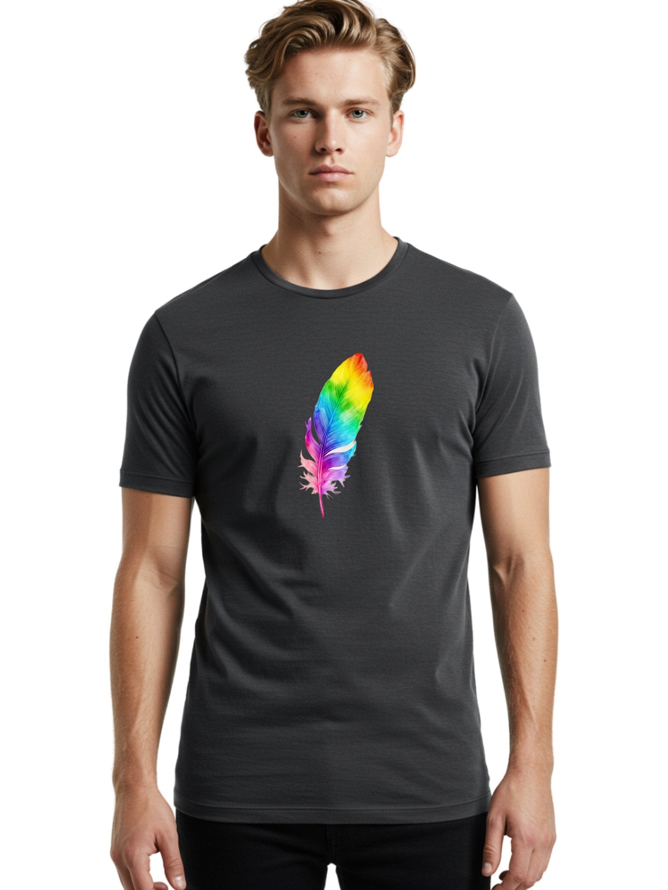Rainbow-Feather-14 Men'S Graphic Tee, 100% Cotton, Comfortable Casual Summer Wear, Machine Washable, Vintage Camera, Old Camera, Antique Camera, Black Camera, Classic Photography, Photography Equipment, Nostalgic Device, Film Camera, Baj222 22