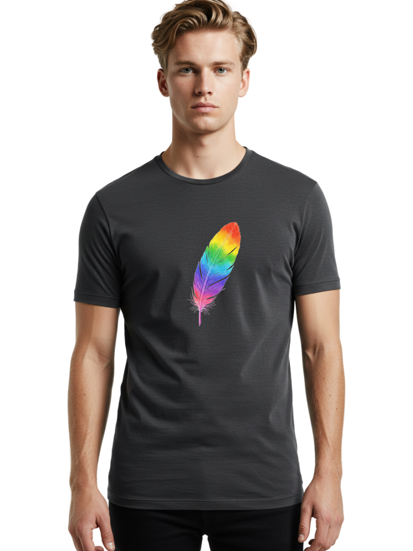 Rainbow-Feather-15 Men'S Graphic Tee, 100% Cotton, Comfortable Casual Summer Wear, Machine Washable, Vintage Camera, Old Camera, Antique Camera, Black Camera, Classic Photography, Photography Equipment, Nostalgic Device, Film Camera, Baj223 21
