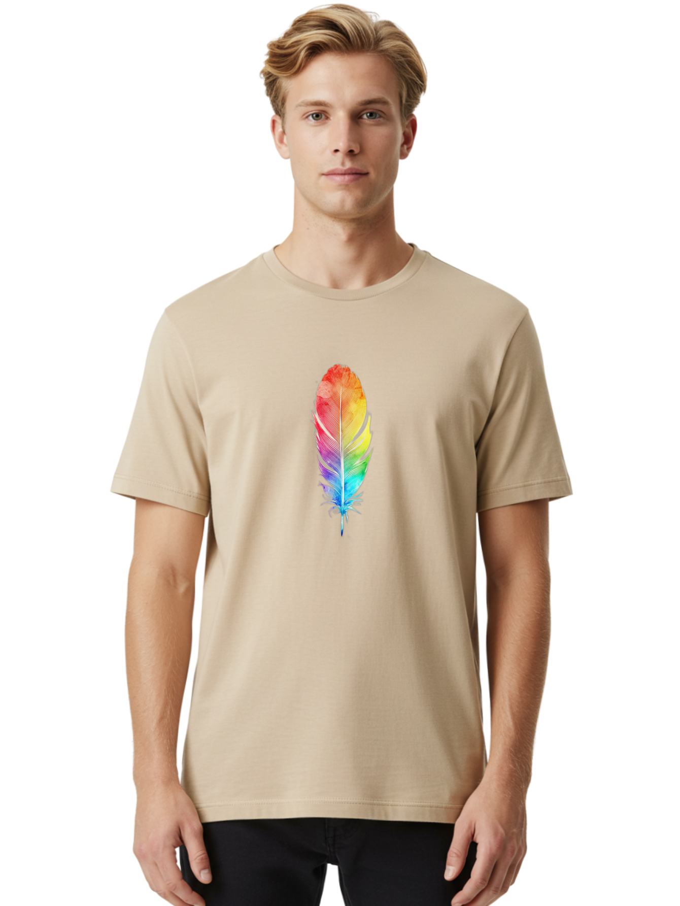 Rainbow-Feather-2 Men'S Graphic Tee, 100% Cotton, Comfortable Casual Summer Wear, Machine Washable, Vintage Camera, Old Camera, Antique Camera, Black Camera, Classic Photography, Photography Equipment, Nostalgic Device, Film Camera, Camera Art Baj225 18