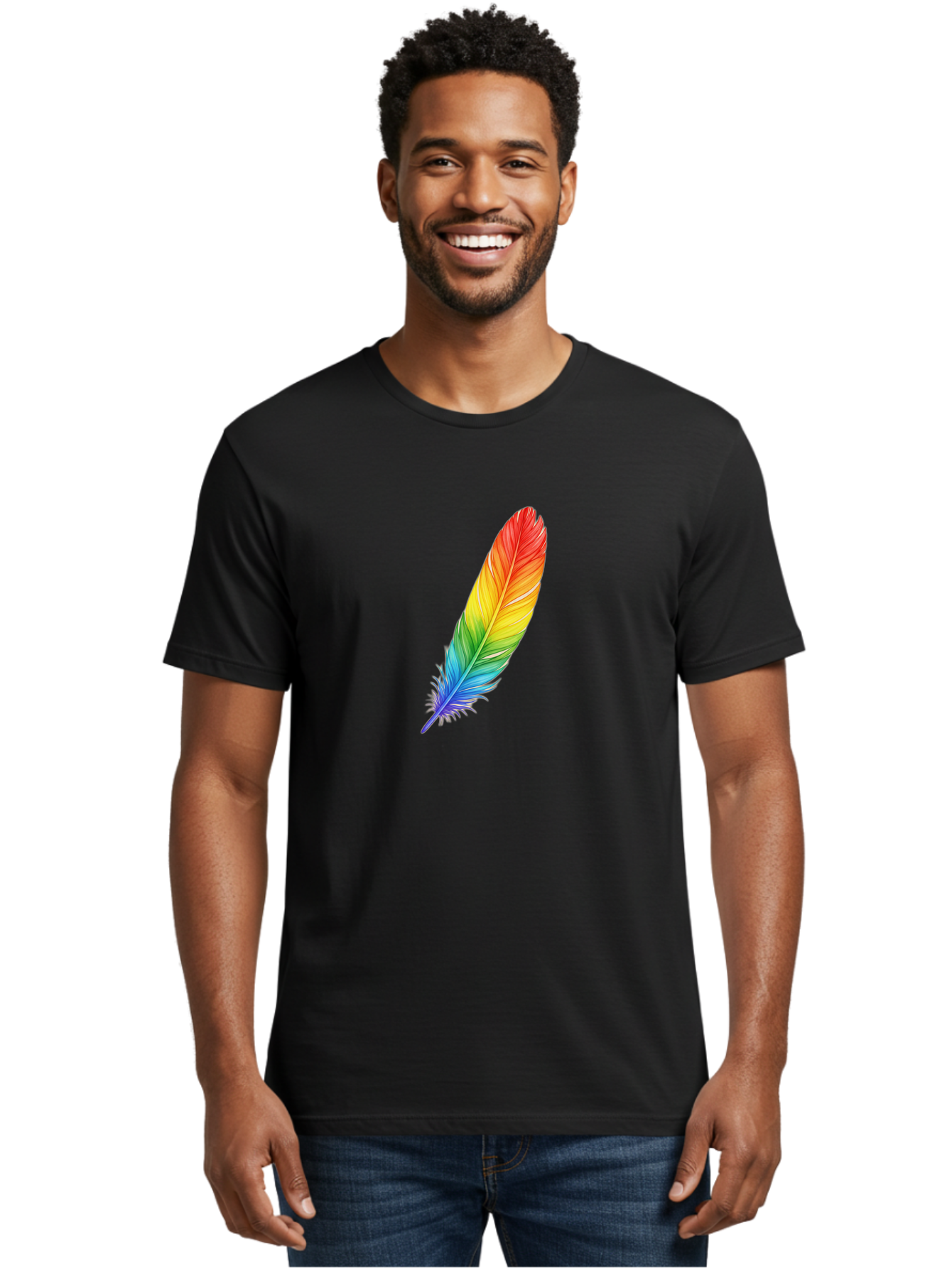 Rainbow-Feather-4 Men'S Graphic Tee, 100% Cotton, Comfortable Casual Summer Wear, Machine Washable, Vintage Camera, Old Camera, Antique Camera, Black Camera, Classic Photography, Photography Equipment, Nostalgic Device, Film Camera, Camera Art Baj227 25