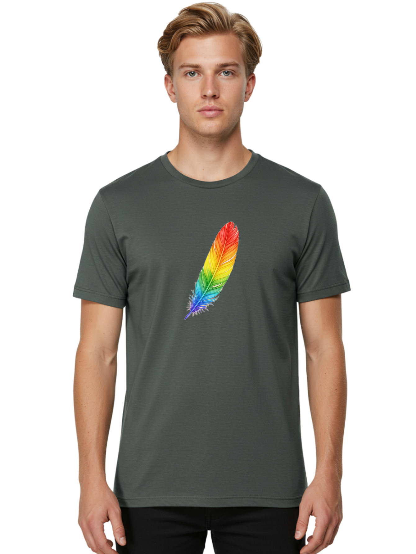 Rainbow-Feather-4 Men'S Graphic Tee, 100% Cotton, Comfortable Casual Summer Wear, Machine Washable, Vintage Camera, Old Camera, Antique Camera, Black Camera, Classic Photography, Photography Equipment, Nostalgic Device, Film Camera, Camera Art Baj227 28