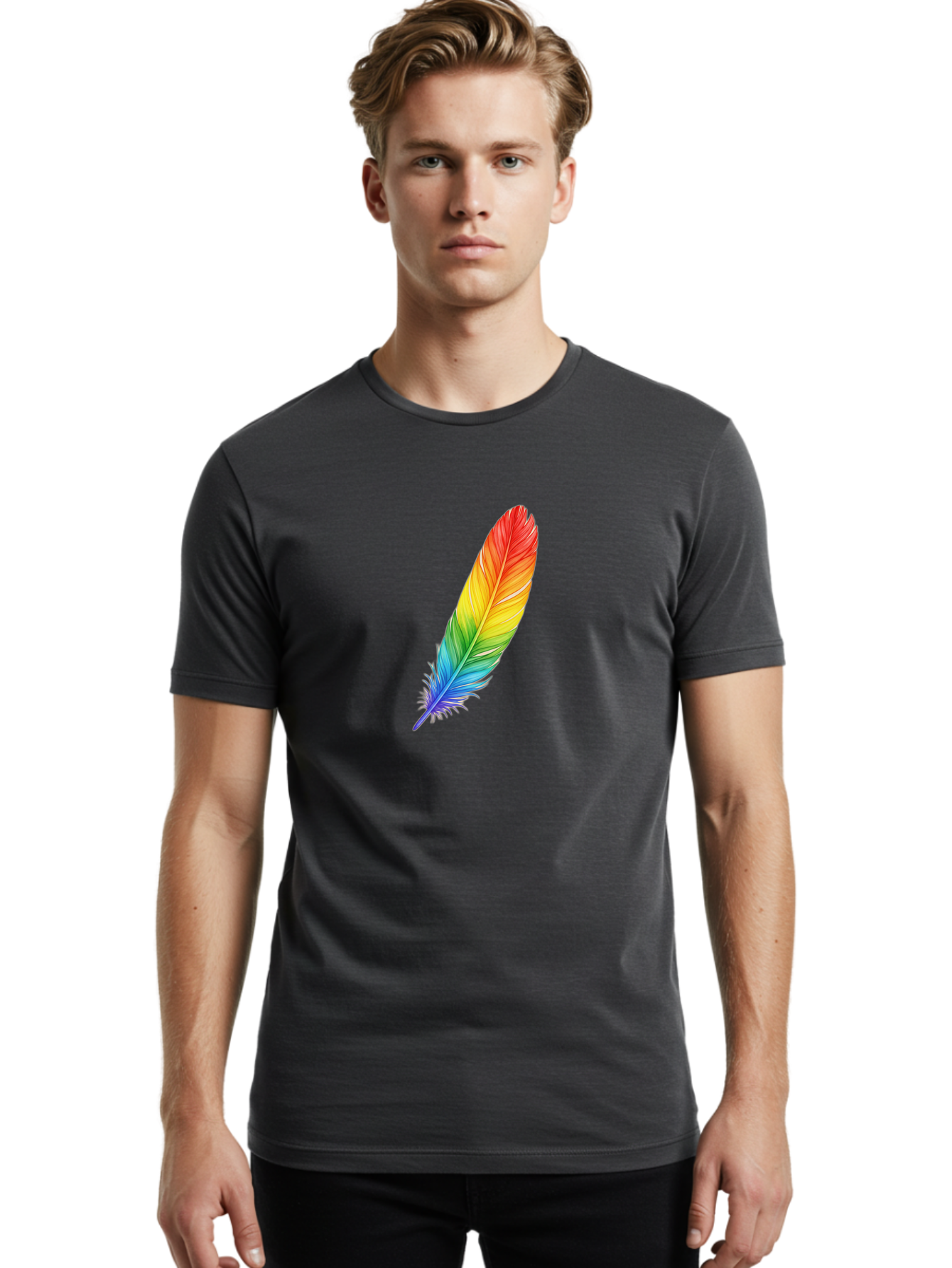 Rainbow-Feather-4 Men'S Graphic Tee, 100% Cotton, Comfortable Casual Summer Wear, Machine Washable, Vintage Camera, Old Camera, Antique Camera, Black Camera, Classic Photography, Photography Equipment, Nostalgic Device, Film Camera, Camera Art Baj227 19
