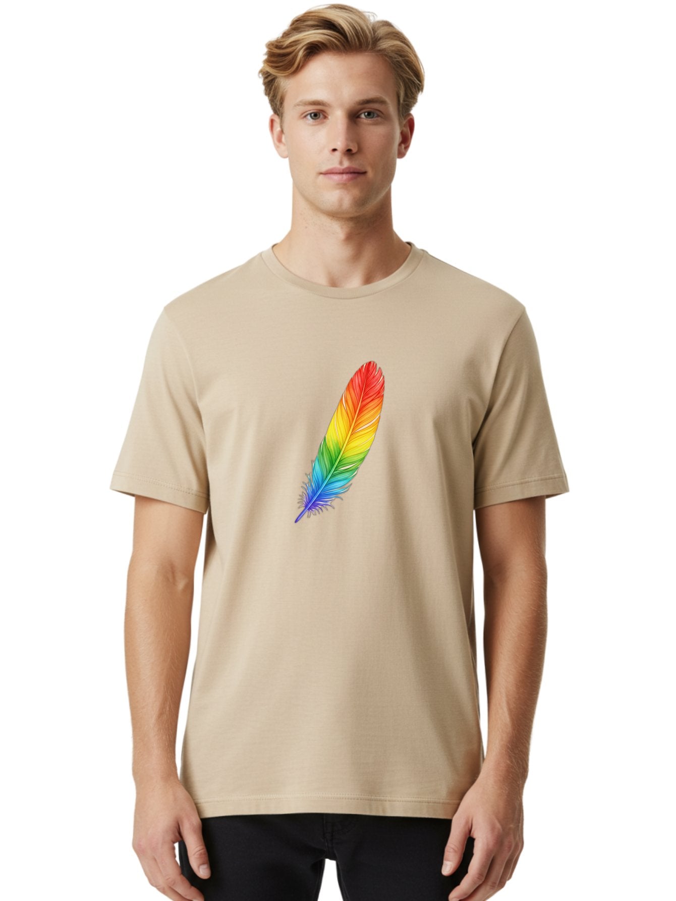 Rainbow-Feather-4 Men'S Graphic Tee, 100% Cotton, Comfortable Casual Summer Wear, Machine Washable, Vintage Camera, Old Camera, Antique Camera, Black Camera, Classic Photography, Photography Equipment, Nostalgic Device, Film Camera, Camera Art Baj227 30