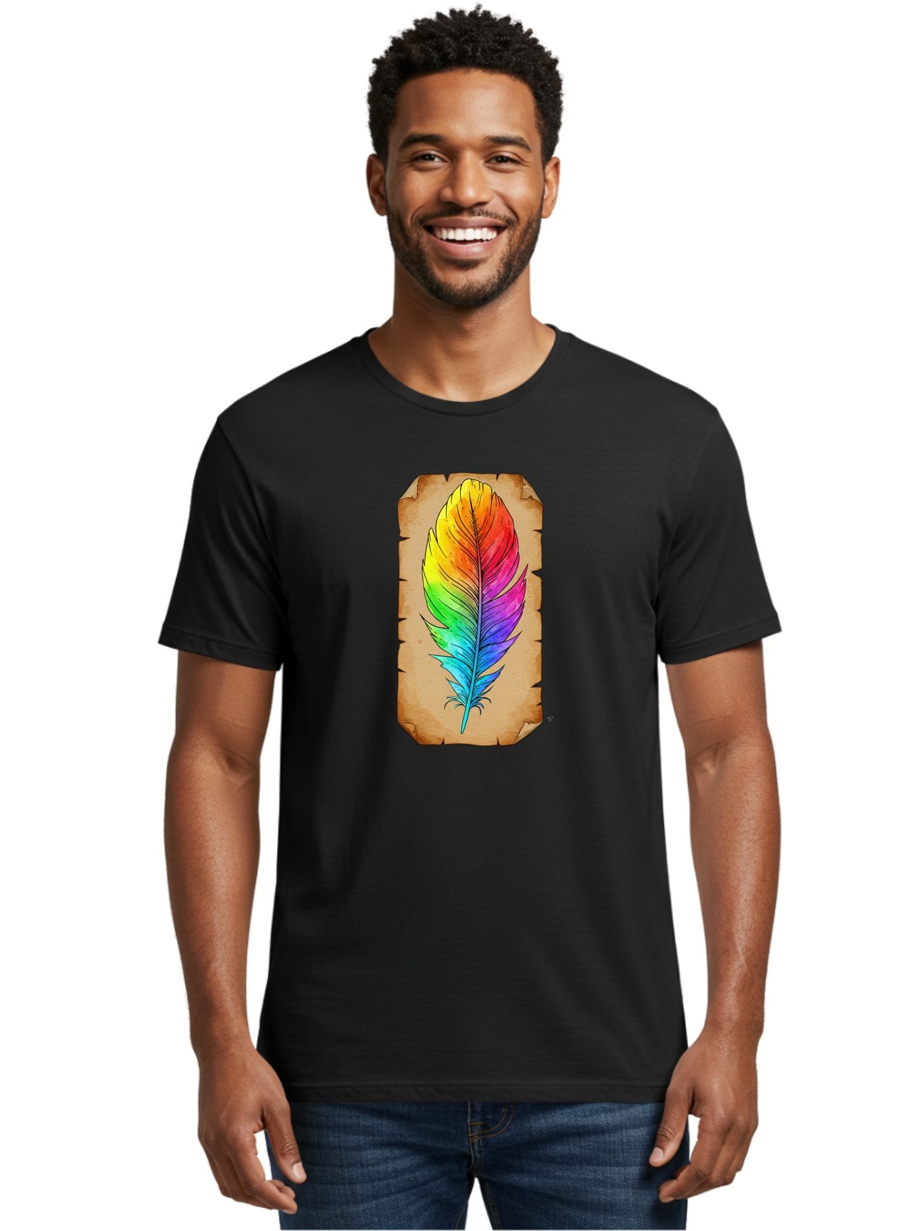 Rainbow-Feather-7 Men'S Graphic Tee, 100% Cotton, Comfortable Casual Summer Wear, Machine Washable, Vintage Camera, Old Camera, Antique Camera, Black Camera, Classic Photography, Photography Equipment, Nostalgic Device, Film Camera, Camera Art Baj230 17