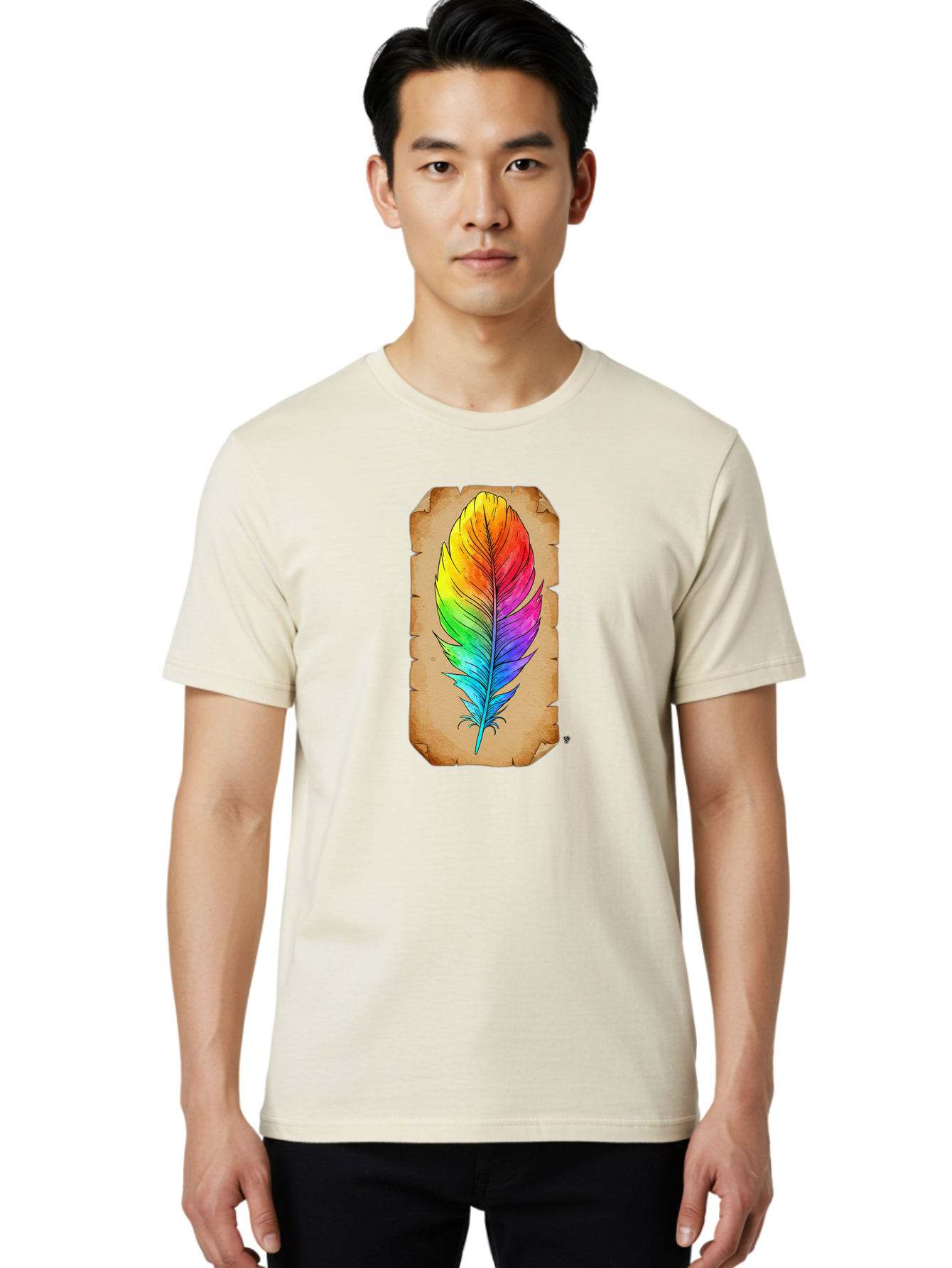 Rainbow-Feather-7 Men'S Graphic Tee, 100% Cotton, Comfortable Casual Summer Wear, Machine Washable, Vintage Camera, Old Camera, Antique Camera, Black Camera, Classic Photography, Photography Equipment, Nostalgic Device, Film Camera, Camera Art Baj230 27