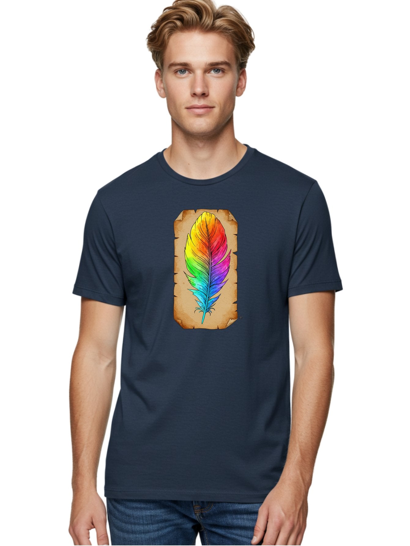 Rainbow-Feather-7 Men'S Graphic Tee, 100% Cotton, Comfortable Casual Summer Wear, Machine Washable, Vintage Camera, Old Camera, Antique Camera, Black Camera, Classic Photography, Photography Equipment, Nostalgic Device, Film Camera, Camera Art Baj230 21