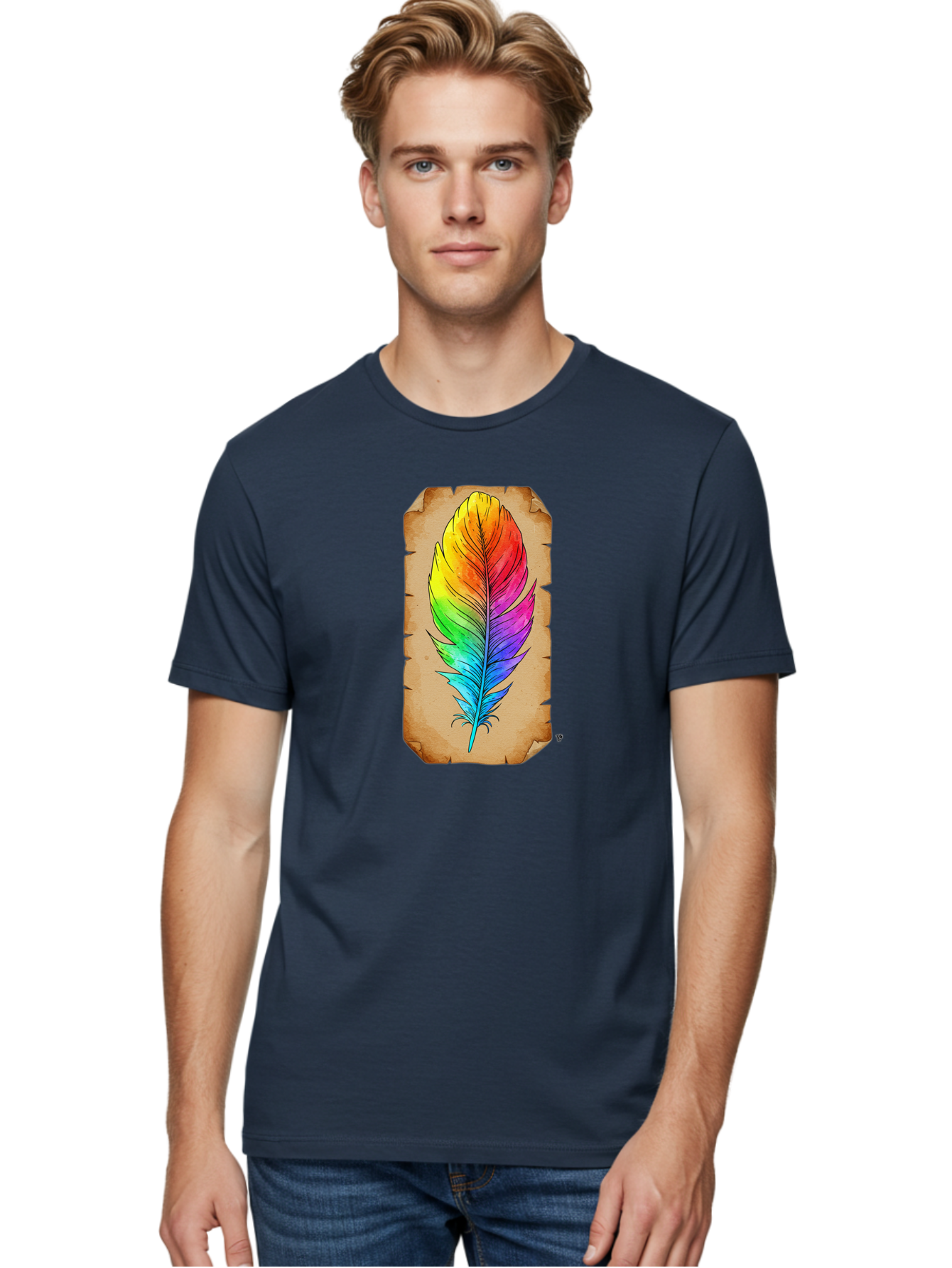 Rainbow-Feather-7 Men'S Graphic Tee, 100% Cotton, Comfortable Casual Summer Wear, Machine Washable, Vintage Camera, Old Camera, Antique Camera, Black Camera, Classic Photography, Photography Equipment, Nostalgic Device, Film Camera, Camera Art Baj230 25