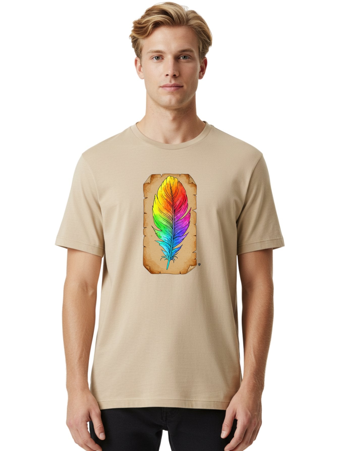 Rainbow-Feather-7 Men'S Graphic Tee, 100% Cotton, Comfortable Casual Summer Wear, Machine Washable, Vintage Camera, Old Camera, Antique Camera, Black Camera, Classic Photography, Photography Equipment, Nostalgic Device, Film Camera, Camera Art Baj230 22