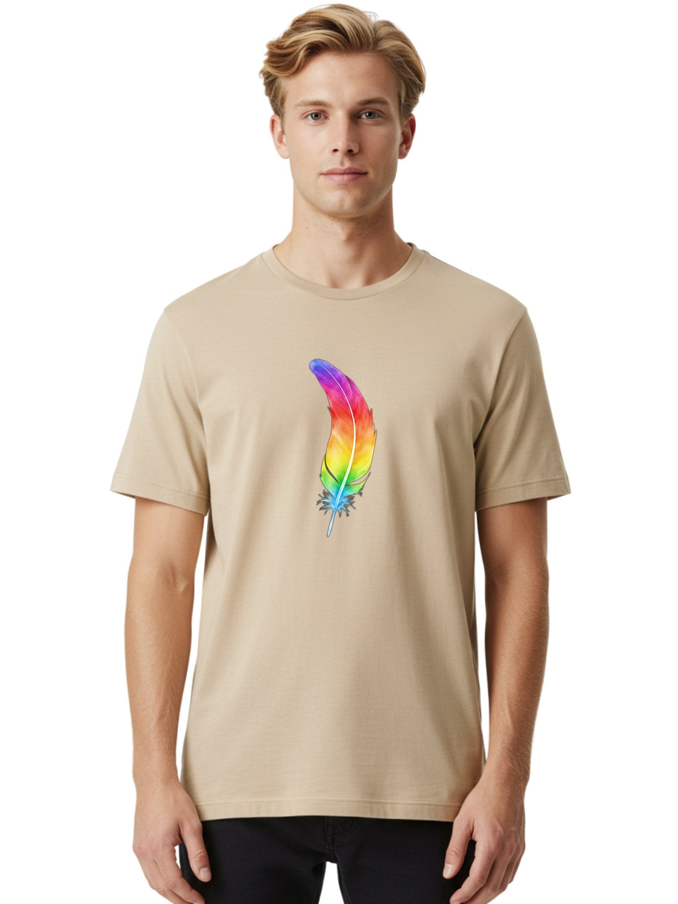 Rainbow-Feather-8 Men'S Graphic Tee, 100% Cotton, Comfortable Casual Summer Wear, Machine Washable, Vintage Camera, Old Camera, Antique Camera, Black Camera, Classic Photography, Photography Equipment, Nostalgic Device, Film Camera, Camera Art Baj231 30