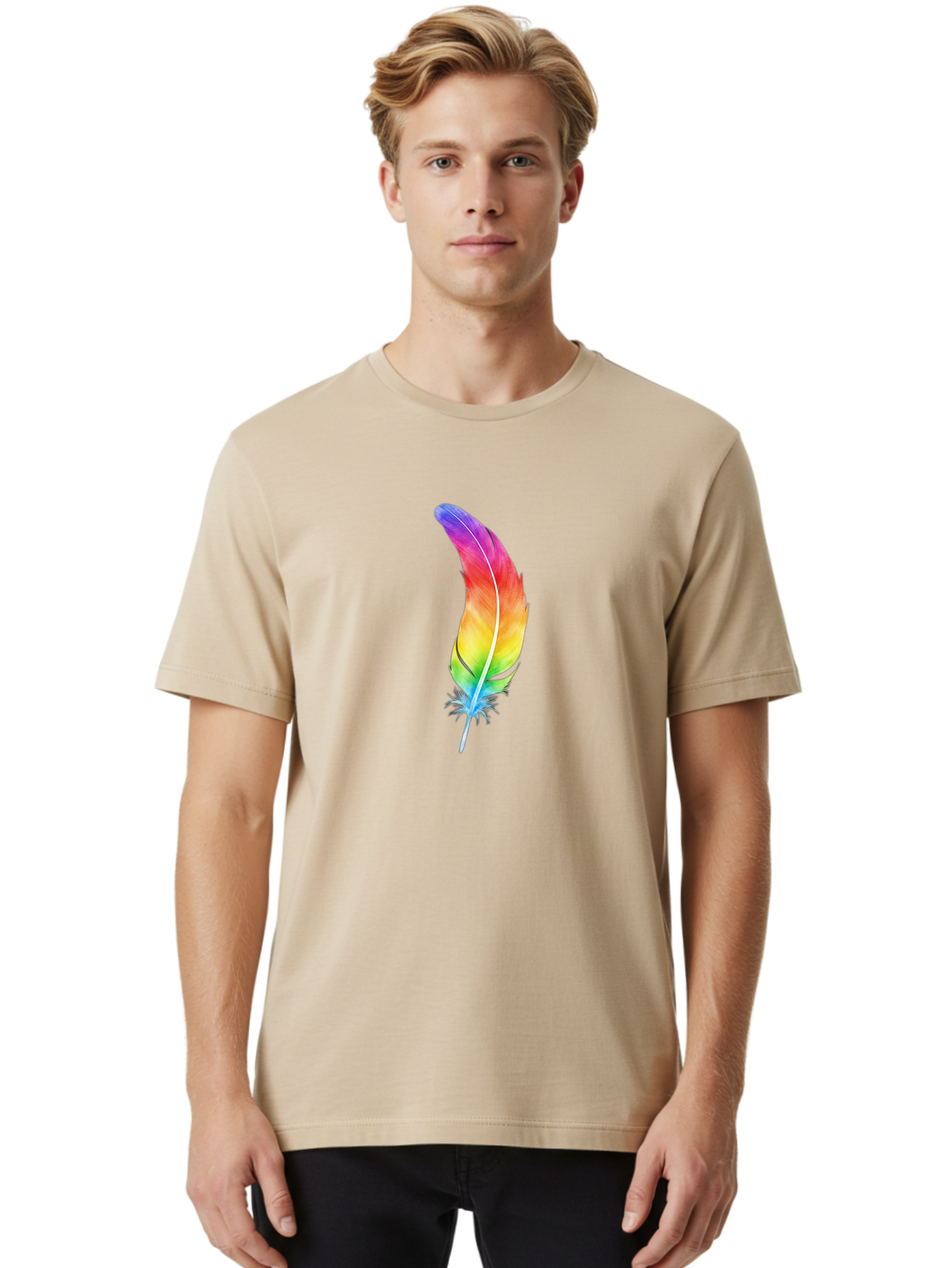 Rainbow-Feather-8 Men'S Graphic Tee, 100% Cotton, Comfortable Casual Summer Wear, Machine Washable, Vintage Camera, Old Camera, Antique Camera, Black Camera, Classic Photography, Photography Equipment, Nostalgic Device, Film Camera, Camera Art Baj231 16