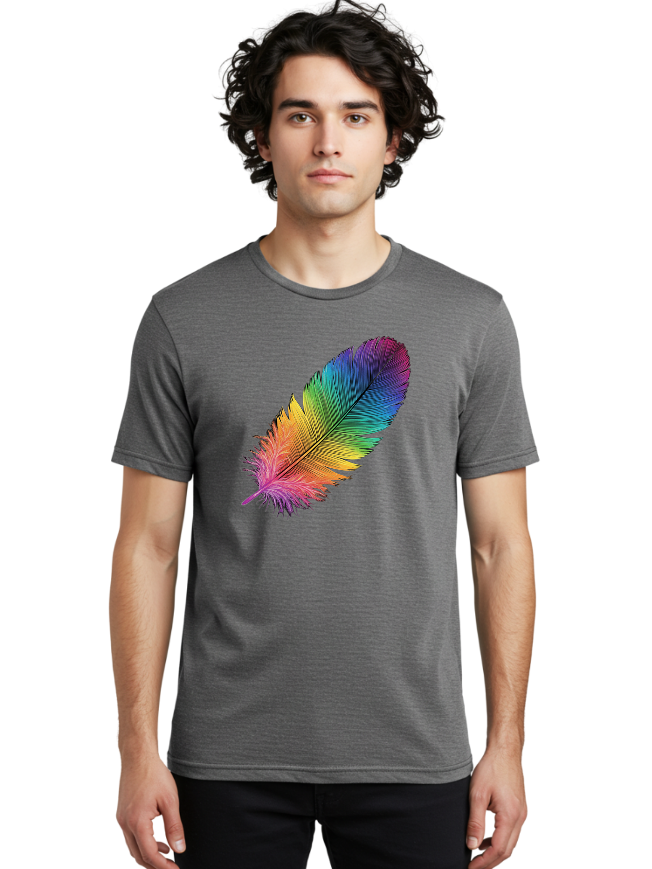 Rainbow-Feather-9 Men'S Graphic Tee, 100% Cotton, Comfortable Casual Summer Wear, Machine Washable, Vintage Camera, Old Camera, Antique Camera, Black Camera, Classic Photography, Photography Equipment, Nostalgic Device, Film Camera, Camera Art Baj232 25