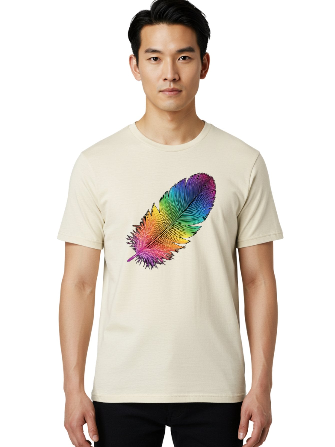 Rainbow-Feather-9 Men'S Graphic Tee, 100% Cotton, Comfortable Casual Summer Wear, Machine Washable, Vintage Camera, Old Camera, Antique Camera, Black Camera, Classic Photography, Photography Equipment, Nostalgic Device, Film Camera, Camera Art Baj232 30