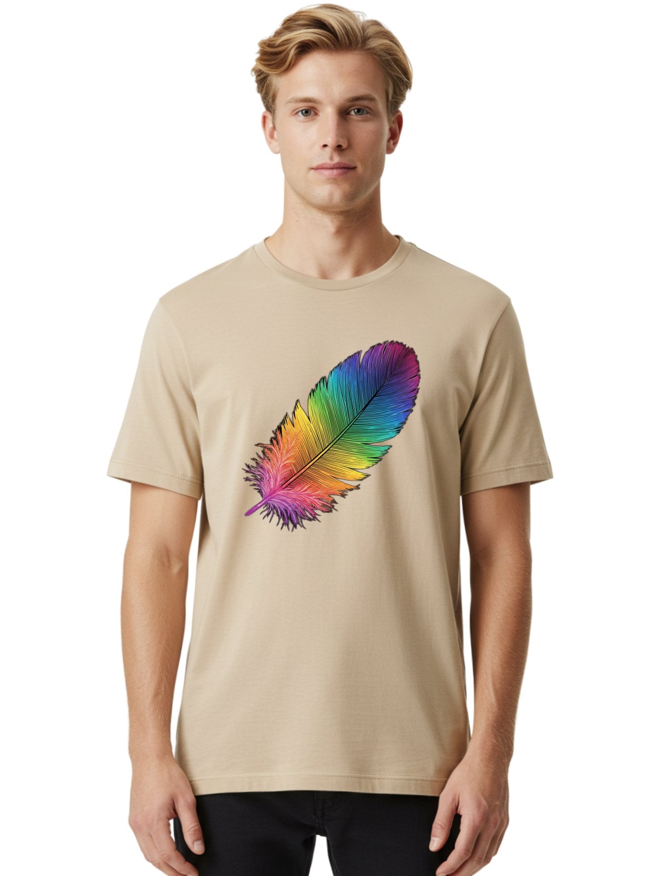 Rainbow-Feather-9 Men'S Graphic Tee, 100% Cotton, Comfortable Casual Summer Wear, Machine Washable, Vintage Camera, Old Camera, Antique Camera, Black Camera, Classic Photography, Photography Equipment, Nostalgic Device, Film Camera, Camera Art Baj232 22