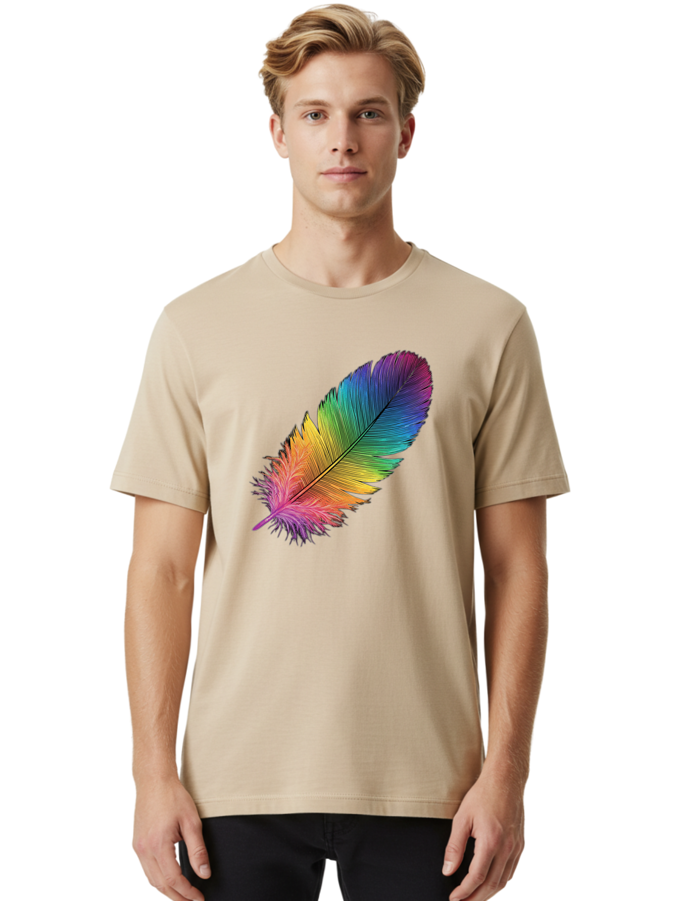 Rainbow-Feather-9 Men'S Graphic Tee, 100% Cotton, Comfortable Casual Summer Wear, Machine Washable, Vintage Camera, Old Camera, Antique Camera, Black Camera, Classic Photography, Photography Equipment, Nostalgic Device, Film Camera, Camera Art Baj232 24
